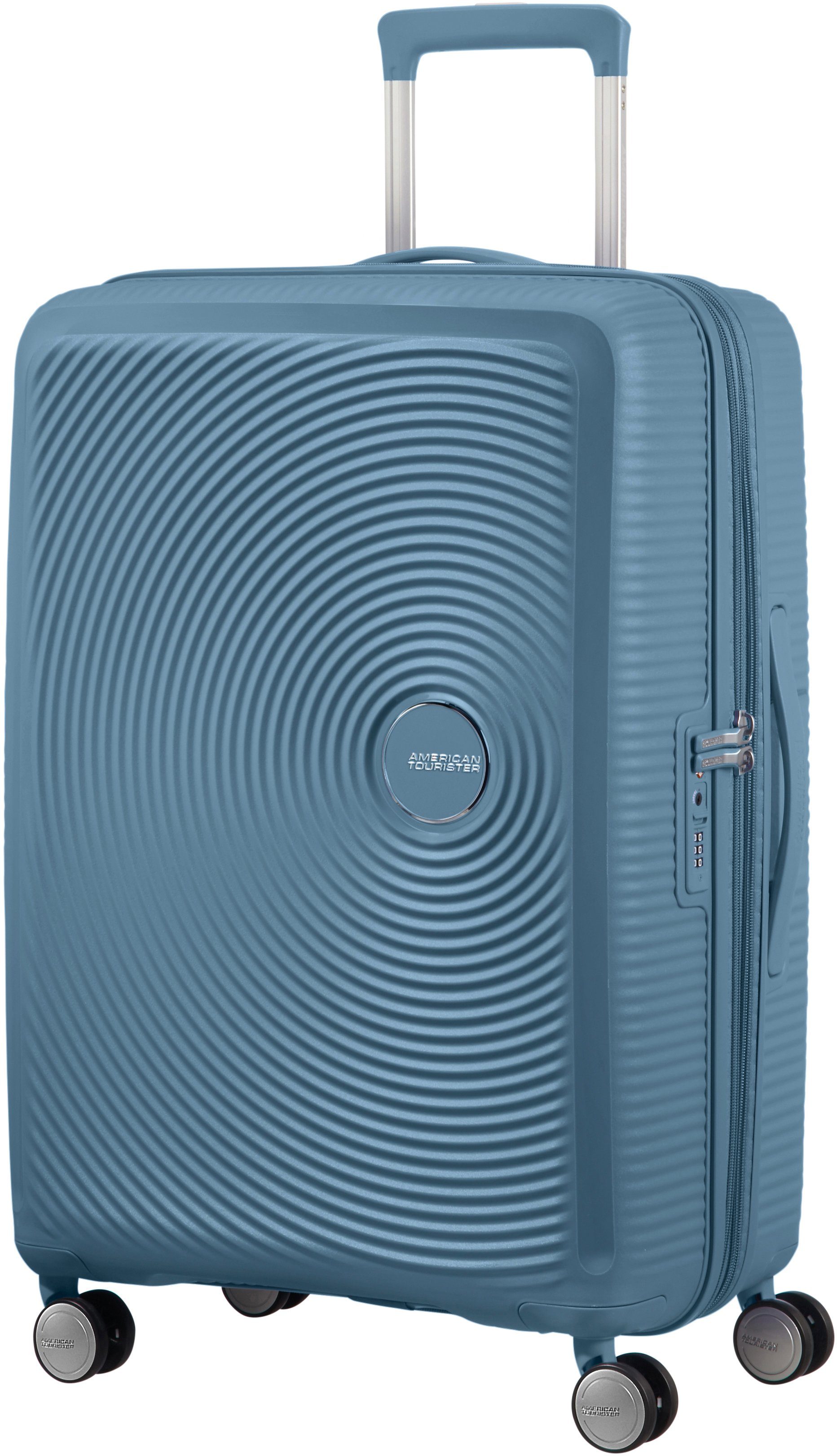 Hartschalen-Trolley 67 cm, 4 mit Volumenerweiterung Rollen, Tourister® Soundbox, Stone American Blue