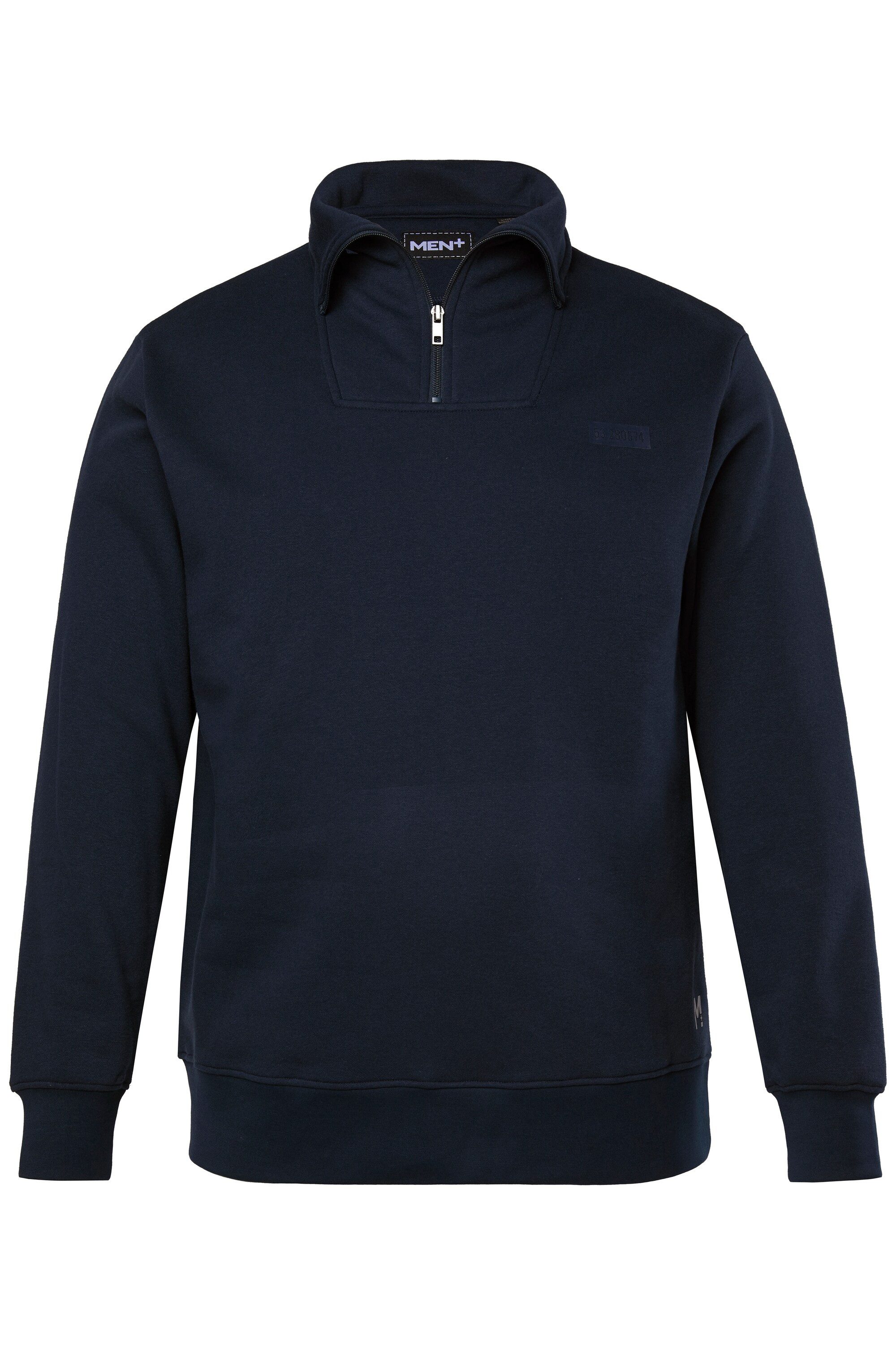 Men Plus Sweatshirt Men+ Troyer Sweat Brustprint Zippkragen bis 8 XL günstig online kaufen