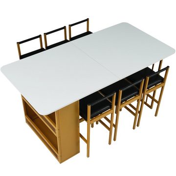 REDOM Essgruppe Esstisch mit 6 Esszimmerstuhl Set Küchetisch Barstuhl Sitzgruppe, (7-tlg)