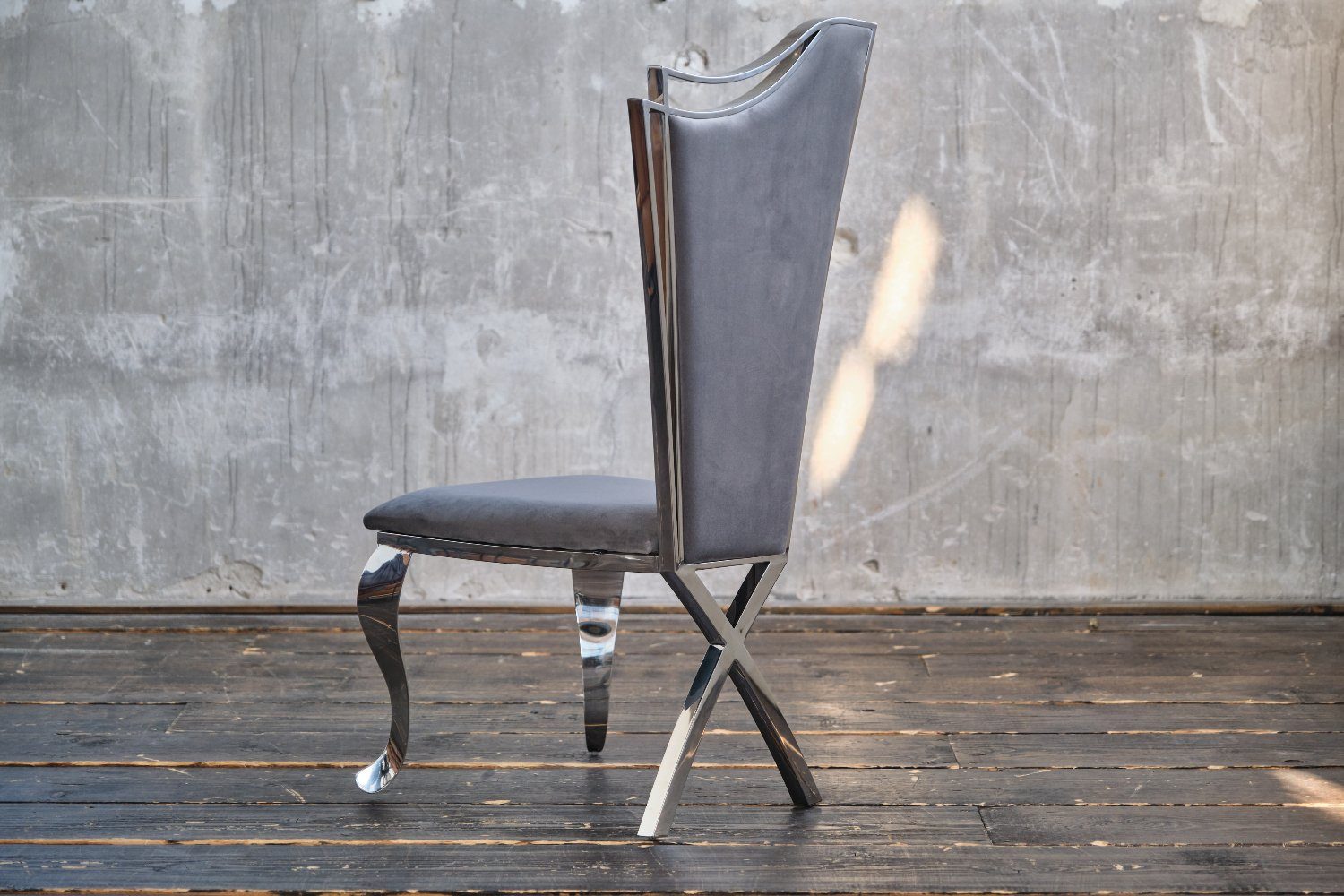 Farben Velvet KAWOLA Barock AMALIA, verschiedene Esszimmerstuhl grau Stuhl