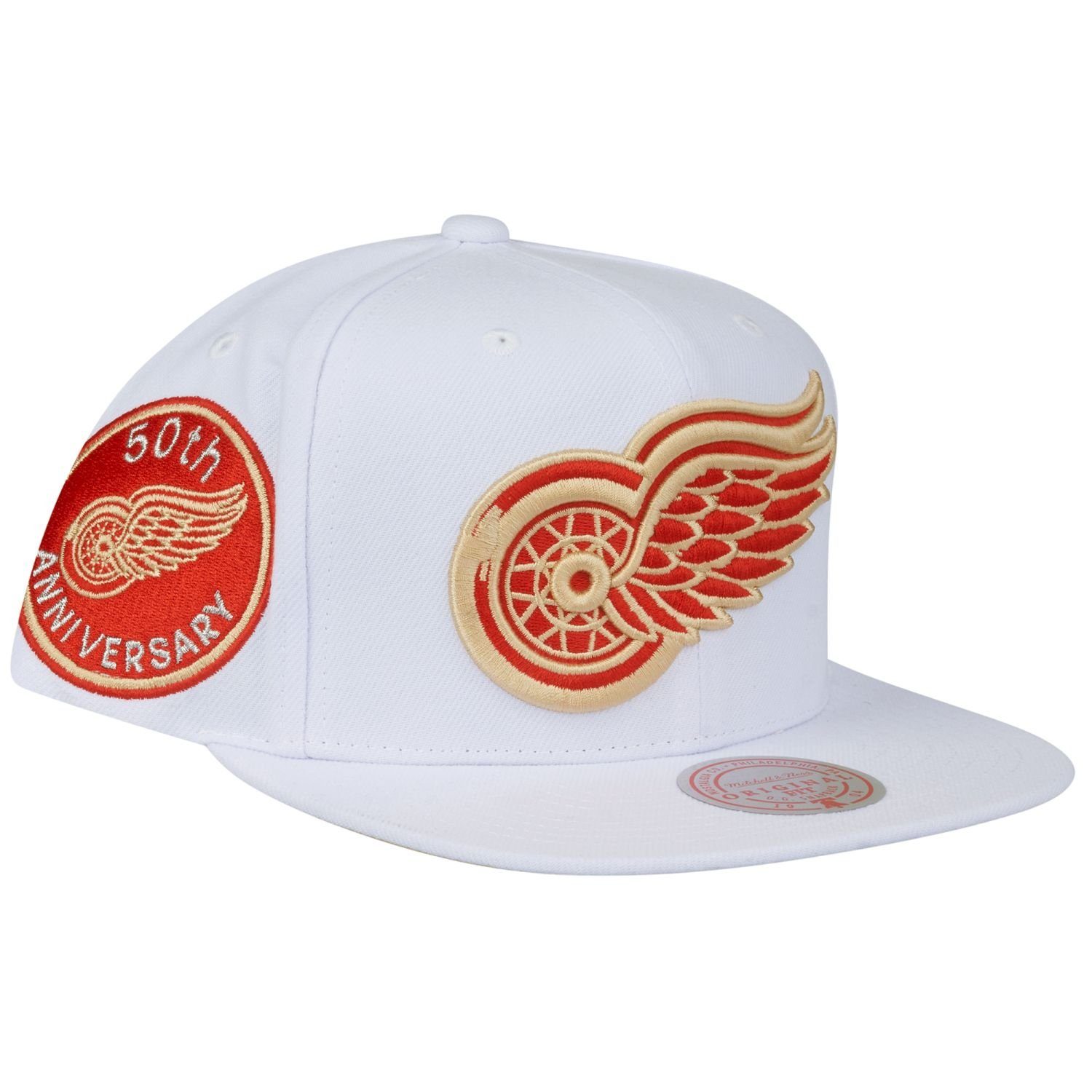 Mitchell & Cap Ness Detroit Red WHITE Wings Snapback