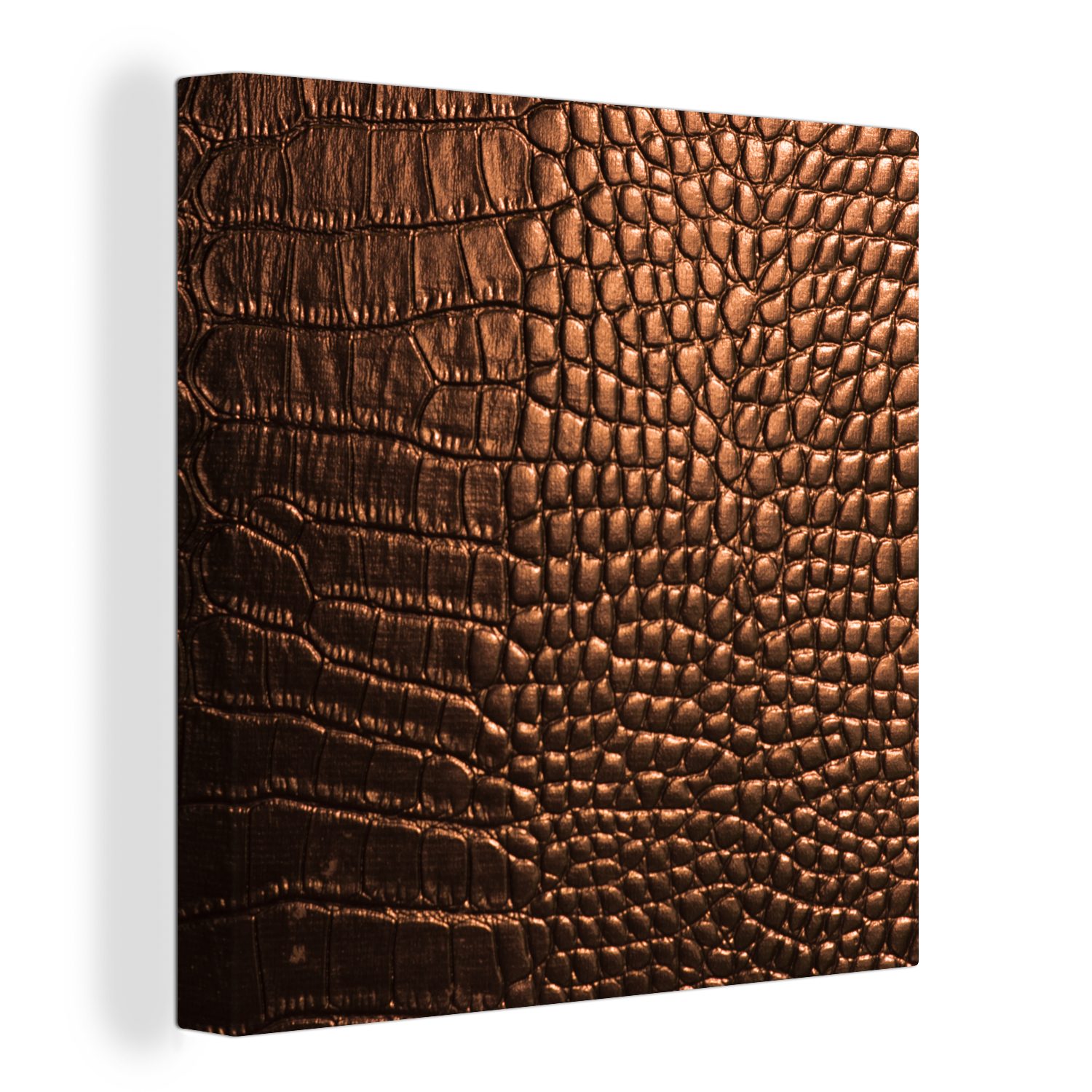 OneMillionCanvasses® Leinwandbild Das braune Leder eines Krokodils, (1 St), Leinwand Bilder für Wohnzimmer Schlafzimmer