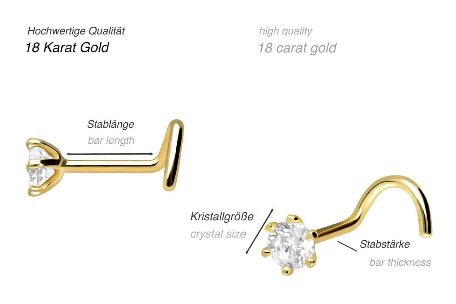 PIERCINGLINE Nasenpiercing 18 Karat Gold Nasenstecker günstig online kaufen