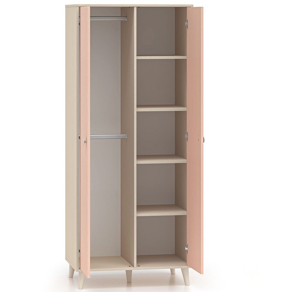 Lomadox Kleiderschrank MODICA-131 in sandbeige mit rosa, 80cm breit, 2-trüi günstig online kaufen