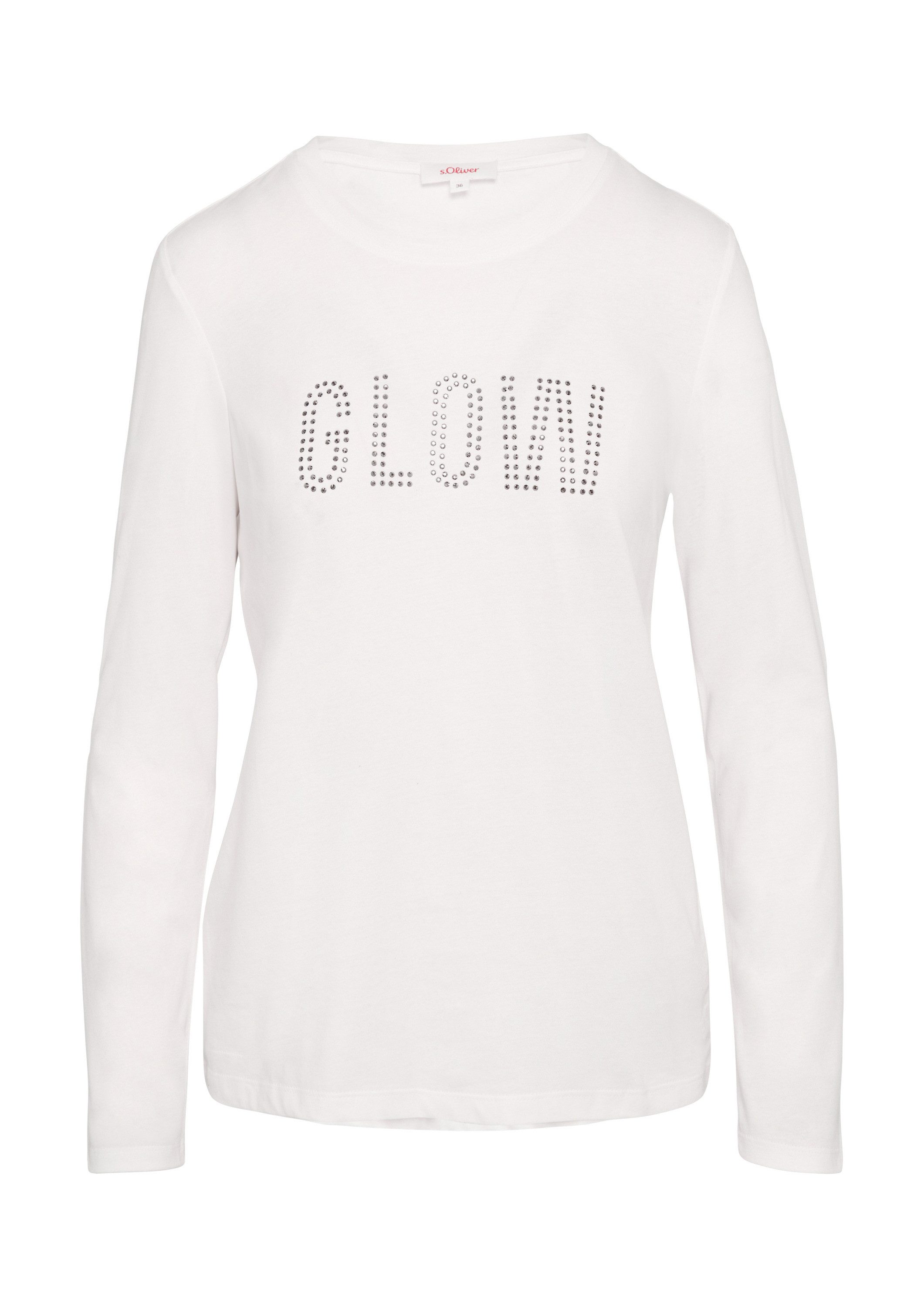 s.Oliver Langarmshirt T-Shirt Weiches Jerseyshirt mit Frontprint und Schmuc günstig online kaufen