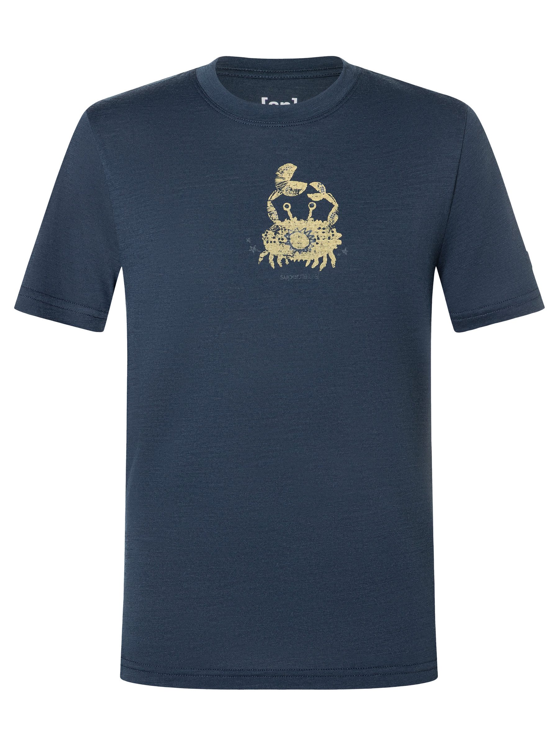 SUPER.NATURAL T-Shirt für Kinder,Merino K CRAB TEE mit Tier-Motiv, atmungsaktiv