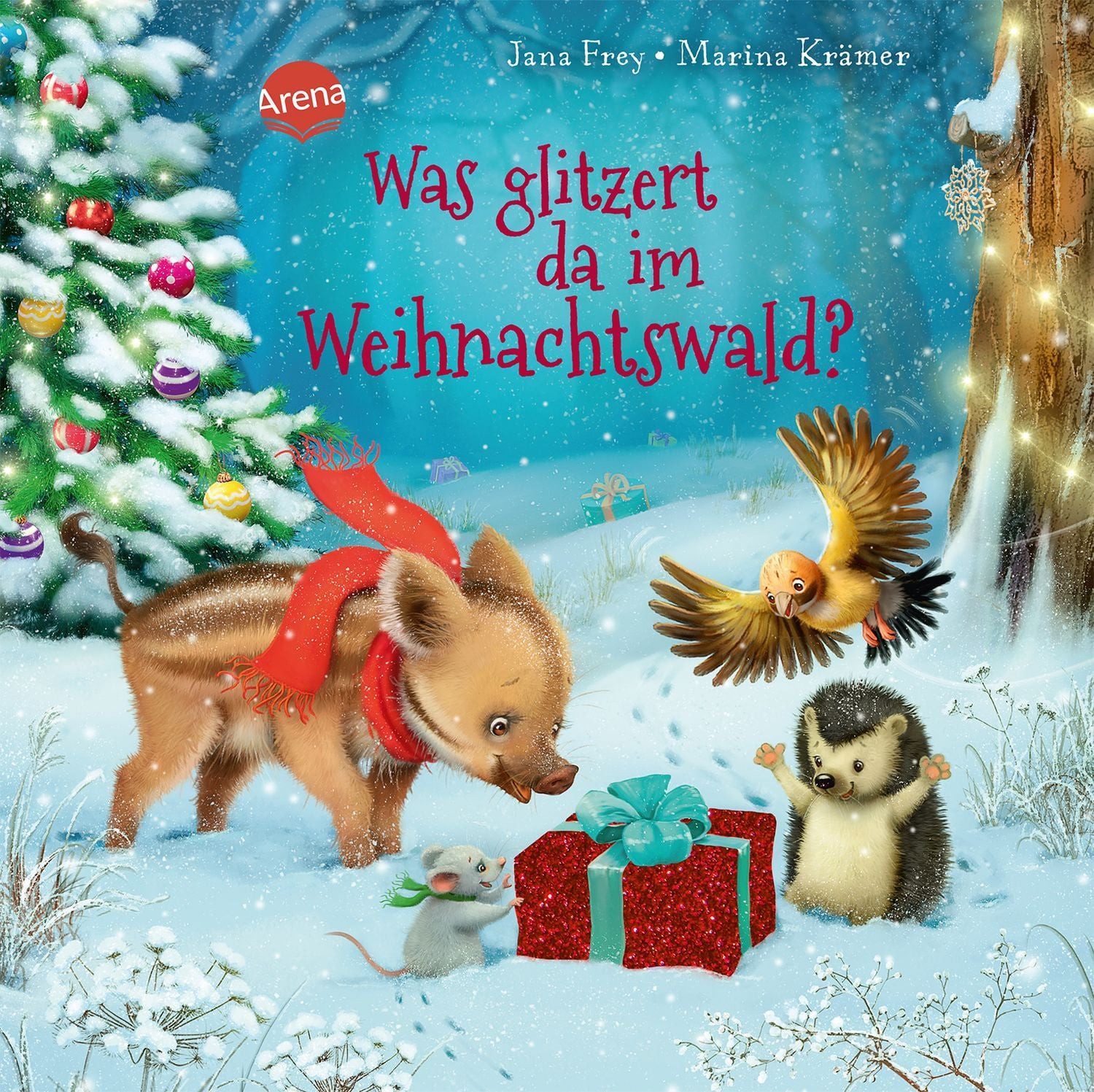 Was glitzert da im Weihnachtswald? Pappbilderbuch zu Weihnachten mit A / Jana Frey, Pappbilderbuch zu Weihnachten mit Ausklappseiten und Stanzungen ab 2 Jahren, X