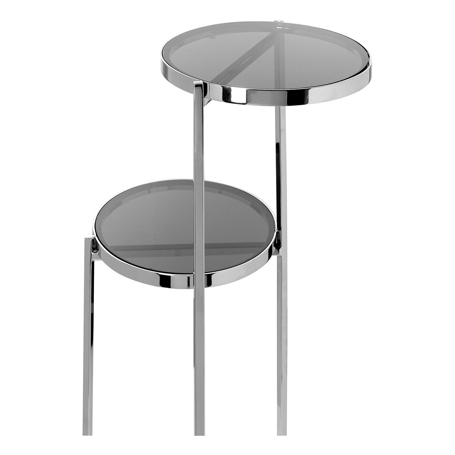 Fink Blumenständer ISARA Säule - grau-glänzend - Glas/ Edelstahl - H. 102cm - Ablage (1xSäule, Blumensäule - Dekoständer), Dekosäulenstand: Eleganter Säulenständer & Blumenständer für Zuhause