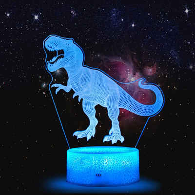 CALIYO Nachtlicht »Dinosaurier Spielzeug für Jungen,3D-Nachtlicht mit Fernbedienung«, 7 Farben( Intelligente Touch ) , LED fest integriert, 7 Farben, Smart Touch 7 Farben + 16 Farbwechsel dimmbar