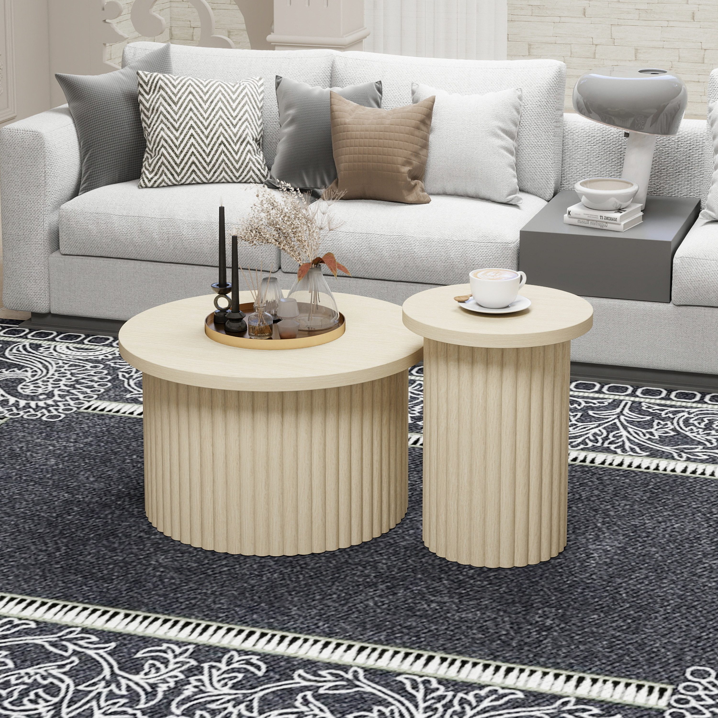 MODFU Couchtisch Runder Beistelltisch im 2er-Set günstig online kaufen