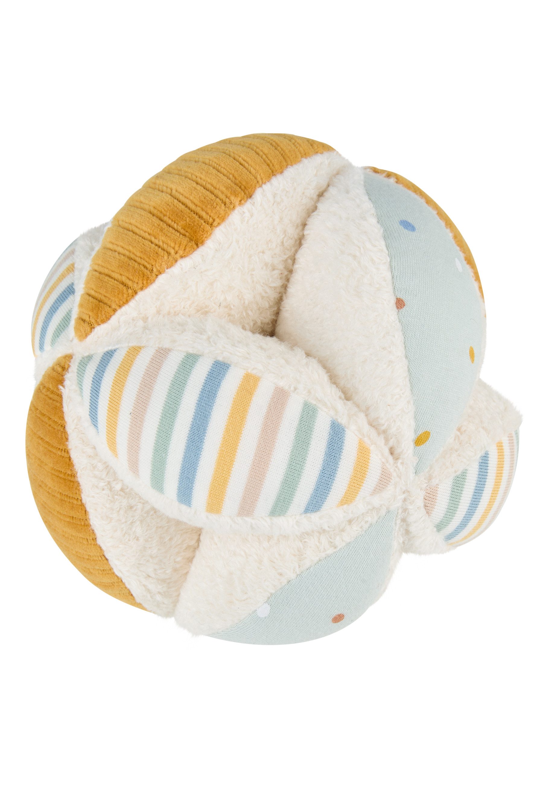 Sterntaler® Spielball Stoffball ENTE Edda (1-St), weich, wattiert, Knisterpapier, Quietsche, Rassel, griffiges Design