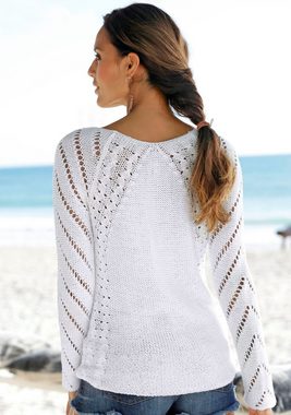 LASCANA Ajourpullover mit tollem Lochstrickmuster, Strandpullover, leicht transparent