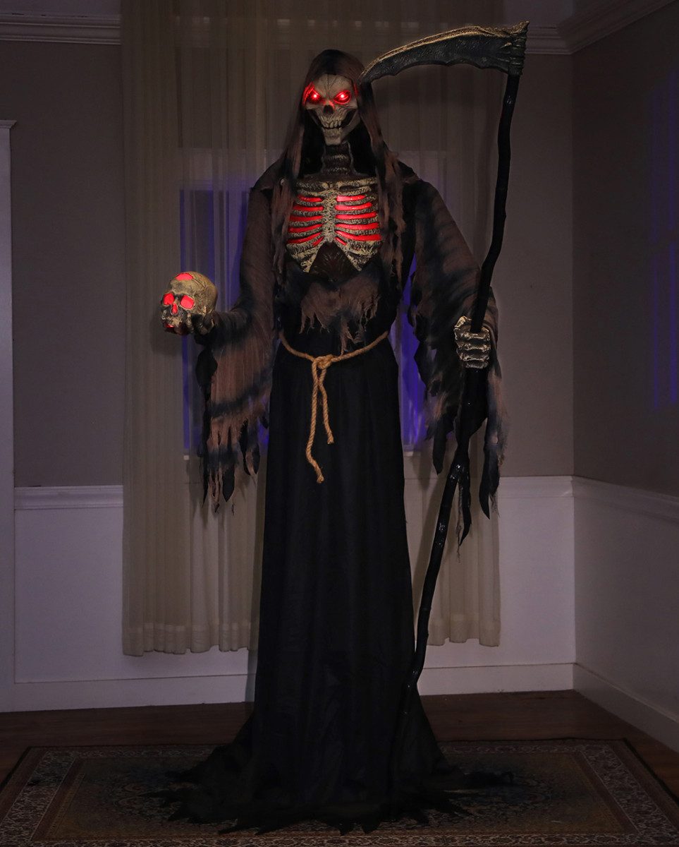 Horror-Shop Dekoobjekt Riesiger Grim Reaper Animatronic mit Licht, Bewegu