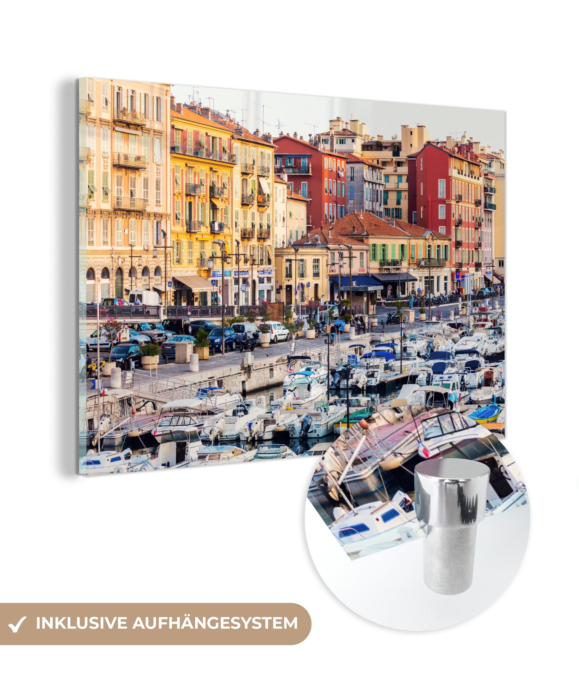 MuchoWow Acrylglasbild Hafen - Nizza - Frankreich, (1 St), Acrylglasbilder Wohnzimmer & Schlafzimmer