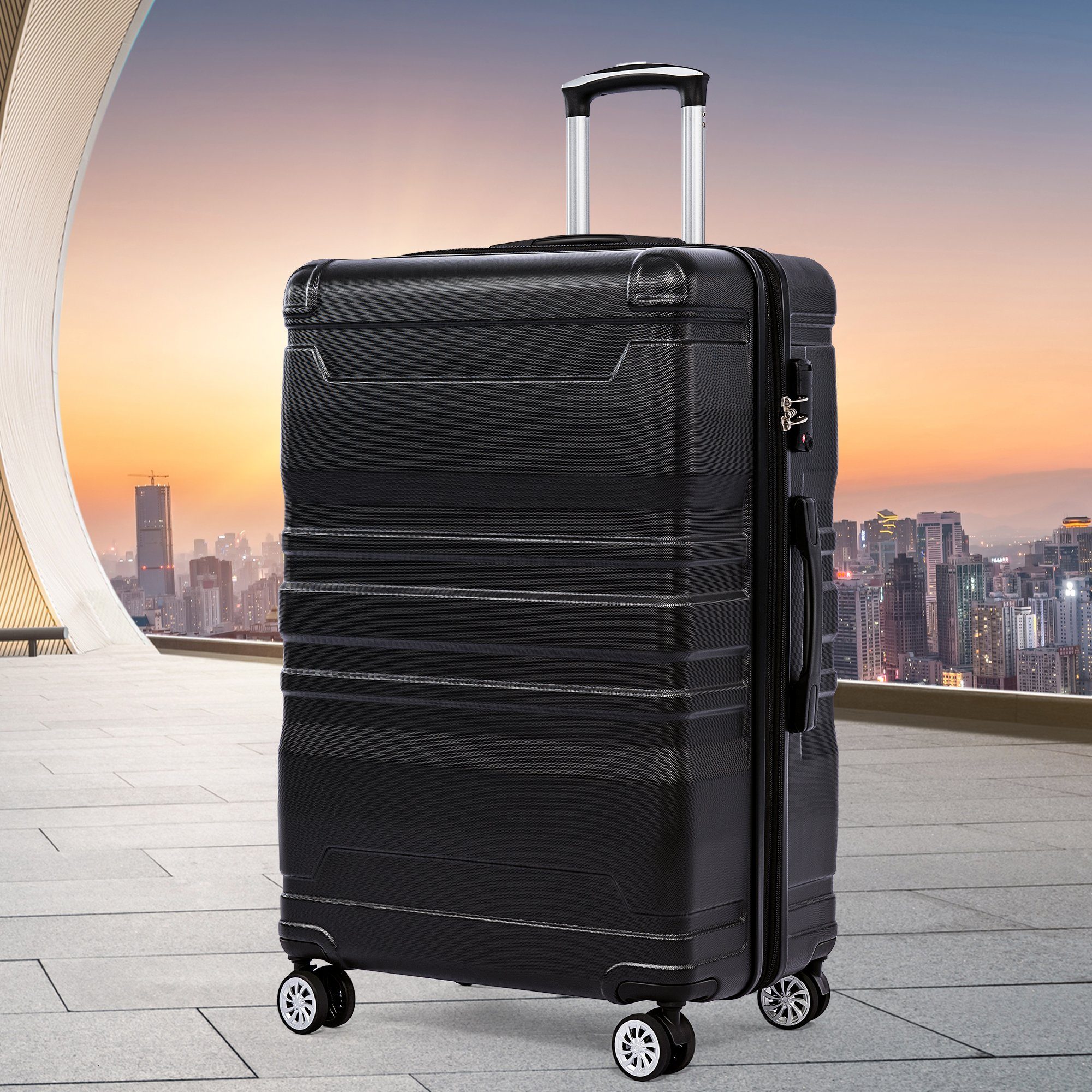 GLIESE Koffer mit TSA-Schloss und Universalrad, XL-47x31x75 cm Schwarz