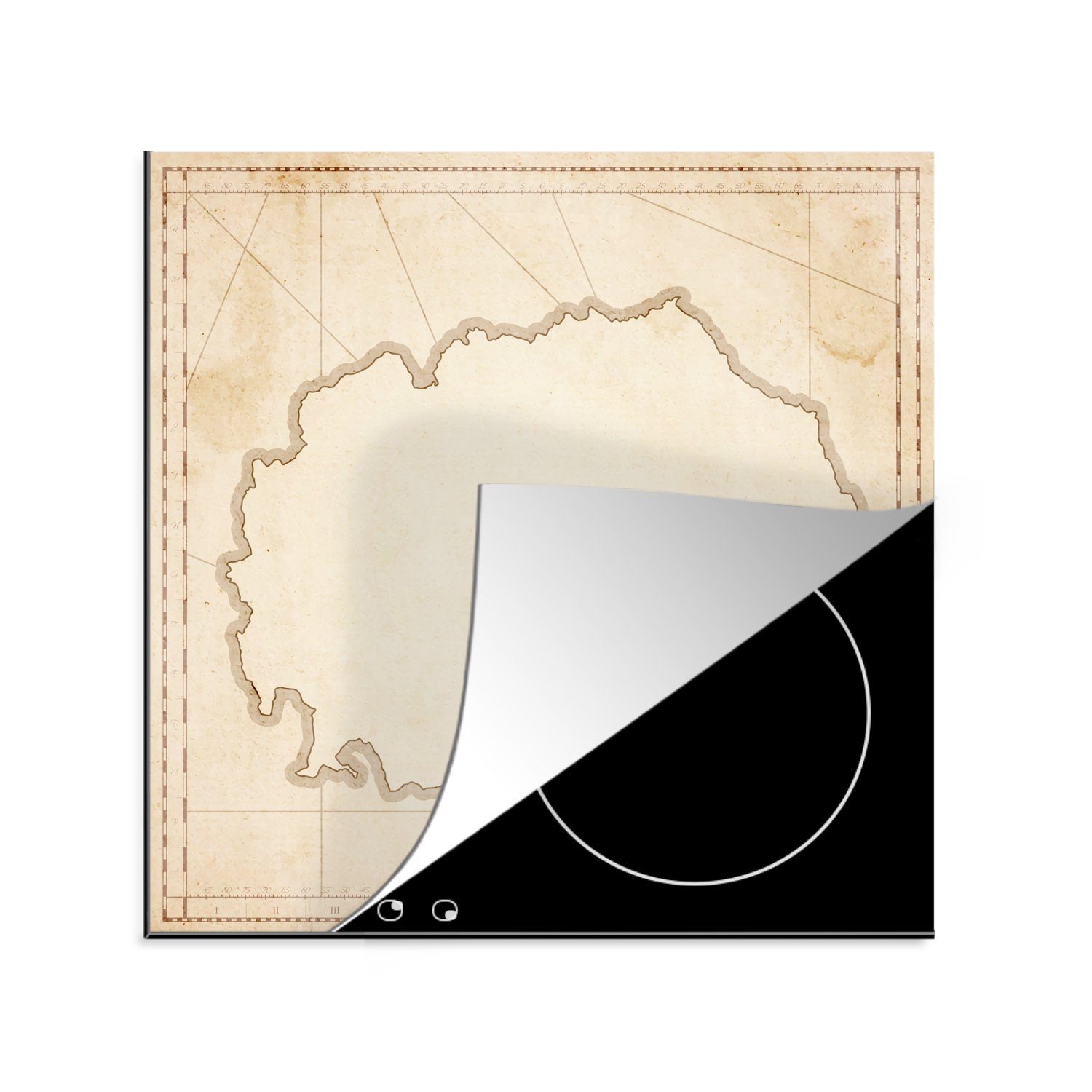 MuchoWow Herdblende-/Abdeckplatte Illustration einer antiken Karte von Nordmazedonien, Vinyl, (1 tlg), 78x78 cm, Ceranfeldabdeckung, Arbeitsplatte für küche
