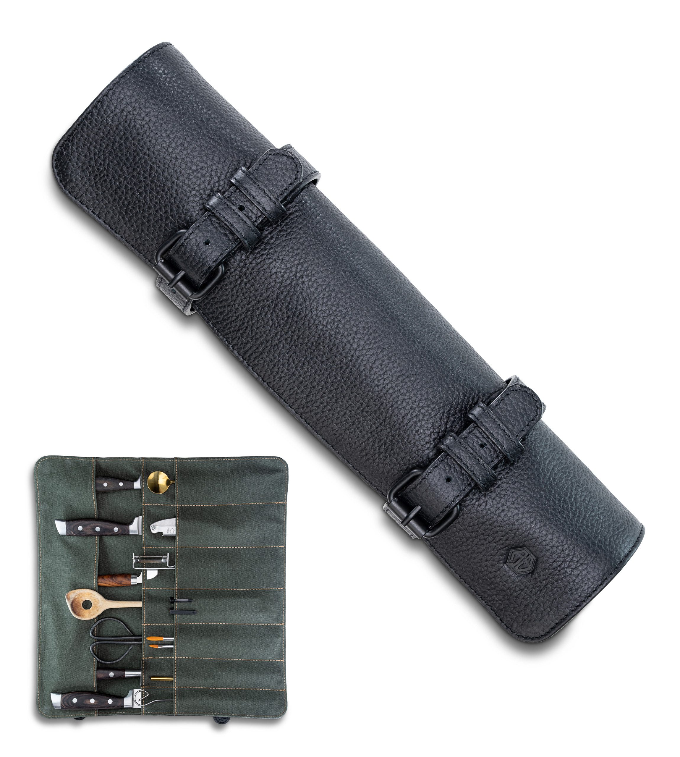 Angus Stoke Messertasche Duplex Messerrolle Leder, Messertasche aus hochwertigem Büffelleder