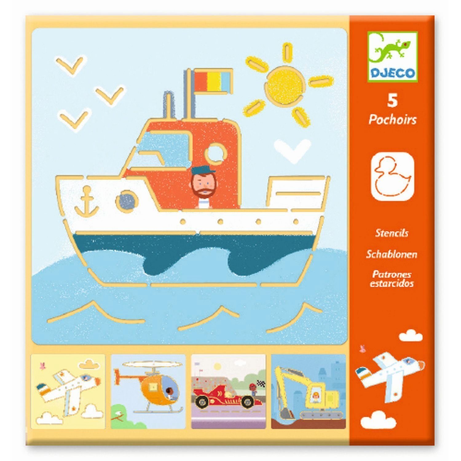 DJECO Zeichenschablone DJ08819 Schablone: Transport & Co