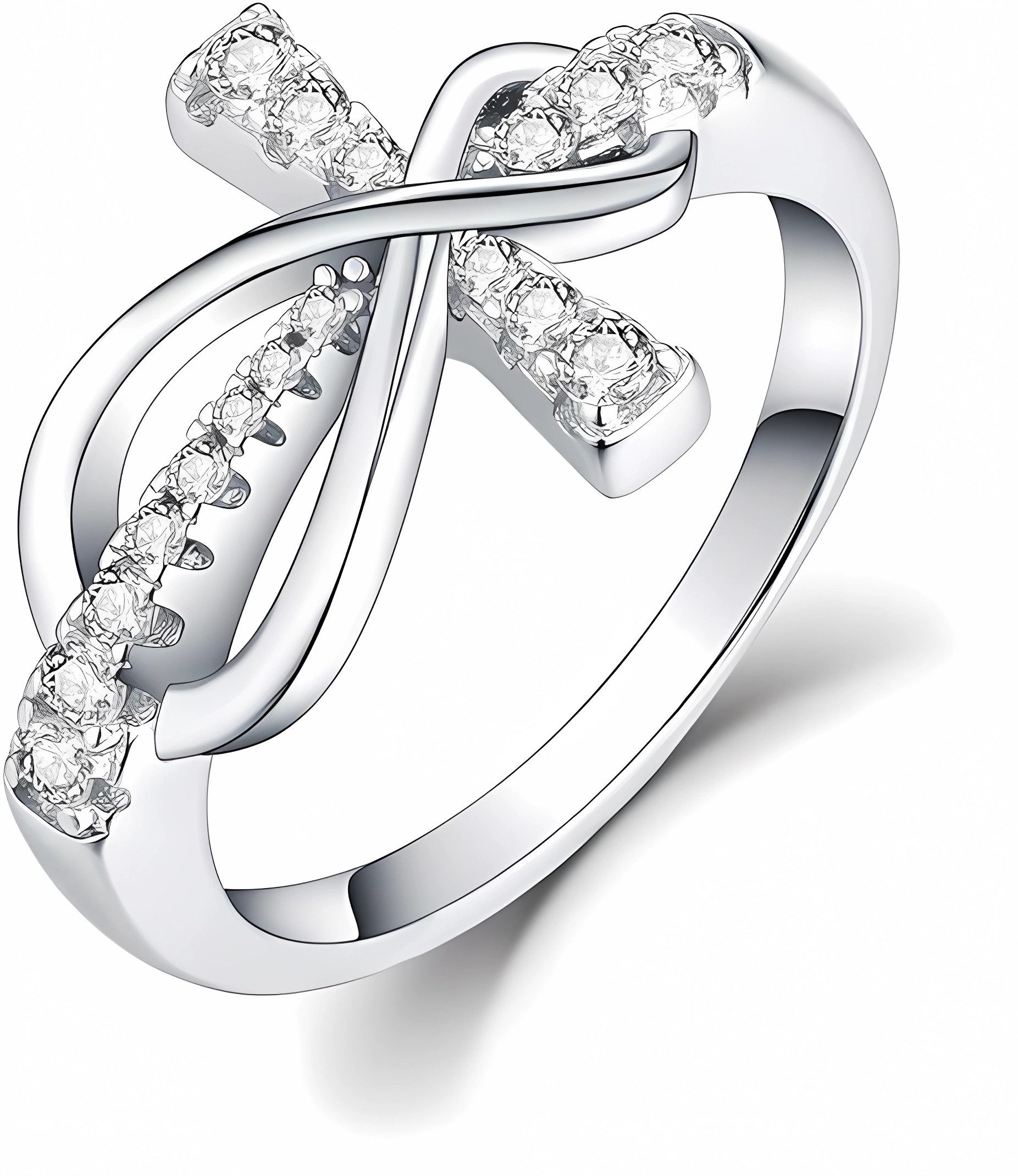 Jumpeak Diamantring Diamant Ring,Ring mit Kreuz für Damen,Religiösen,Gold 585 Echtgold, D/E VS/VVS,Unendliche Symbole verschlungen,Geschenk Personalisiert