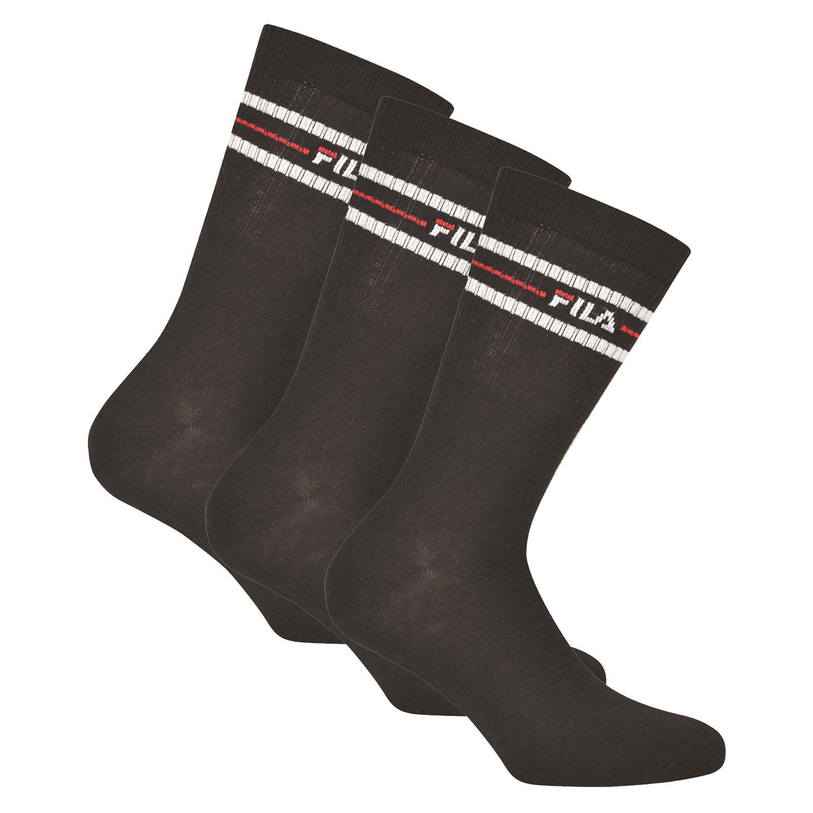 Fila Sportsocken Unisex Socken 3 Paar - Street, Sport, Lifestyle Schwarz