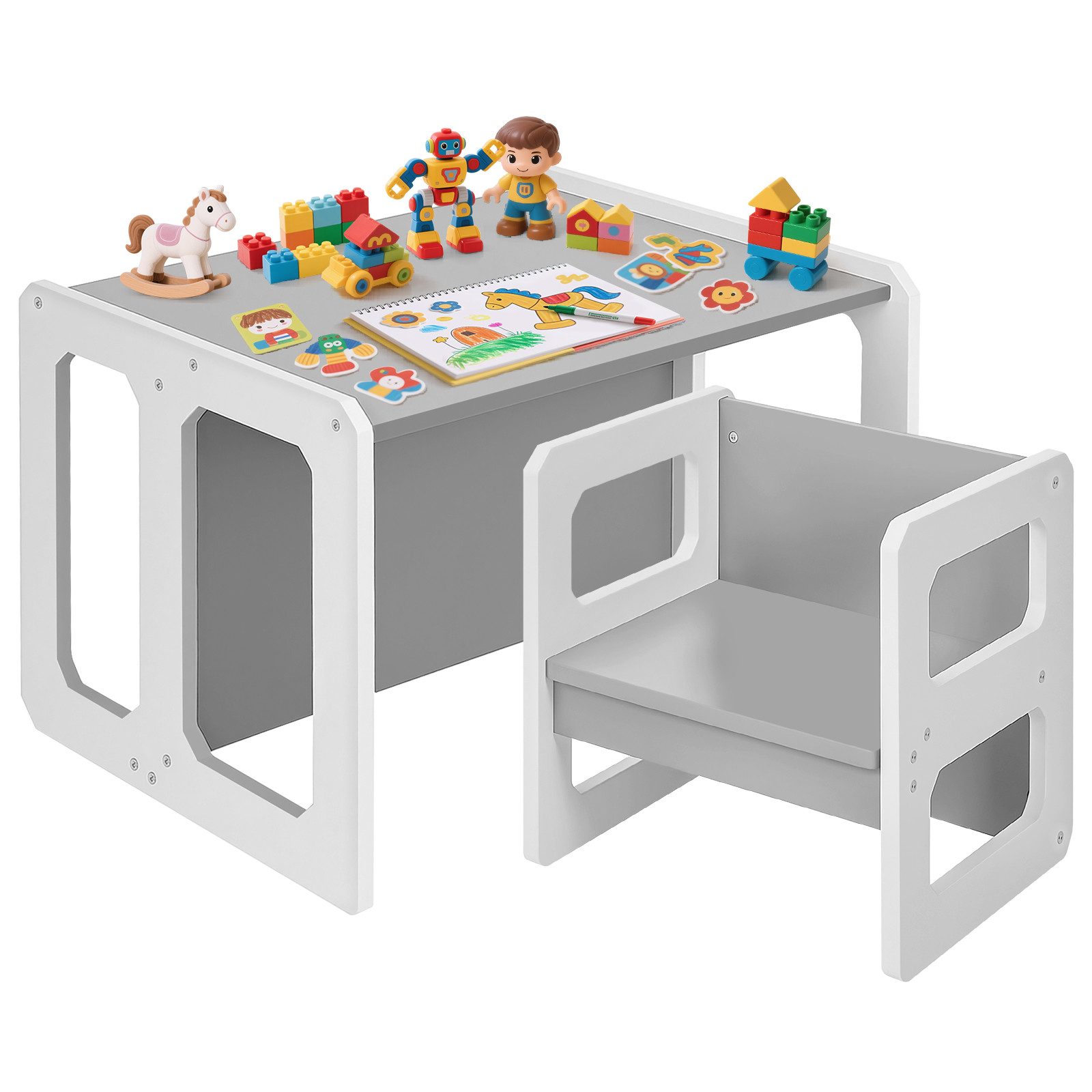 Yorbay Kindersitzgruppe Kindertisch mit 1 Stuhl, (2-tlg., 61,5 x 50 x 46 cm günstig online kaufen