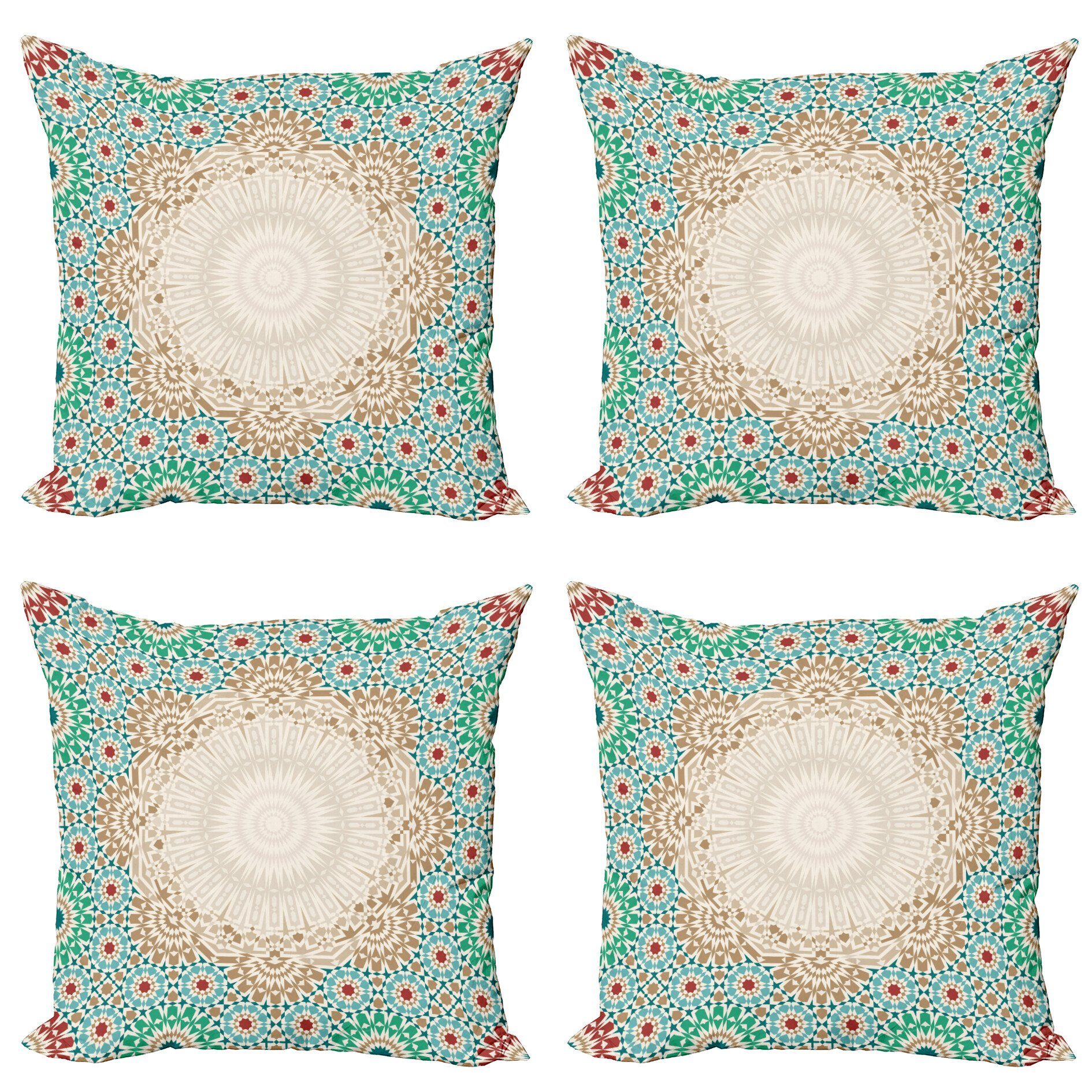 Boho Kissenbezüge Doppelseitiger Antike (4 Accent Stück), Digitaldruck, Blumenmosaik-Formular Abakuhaus Modern