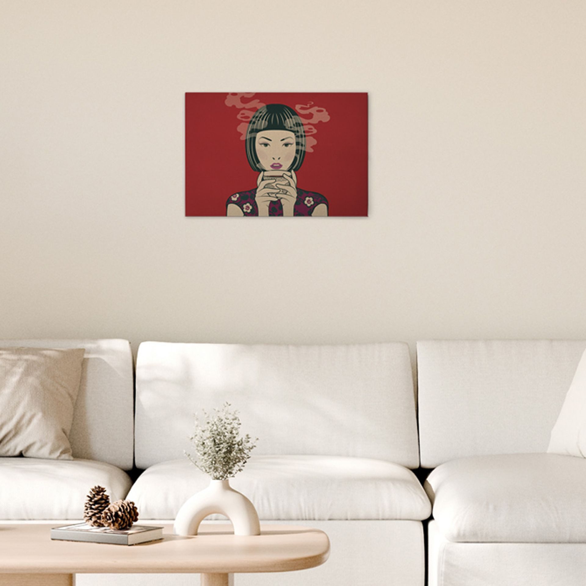 Tadessi Leinwandbild Asiatisch Rot Beige versch. Größen, Menschen