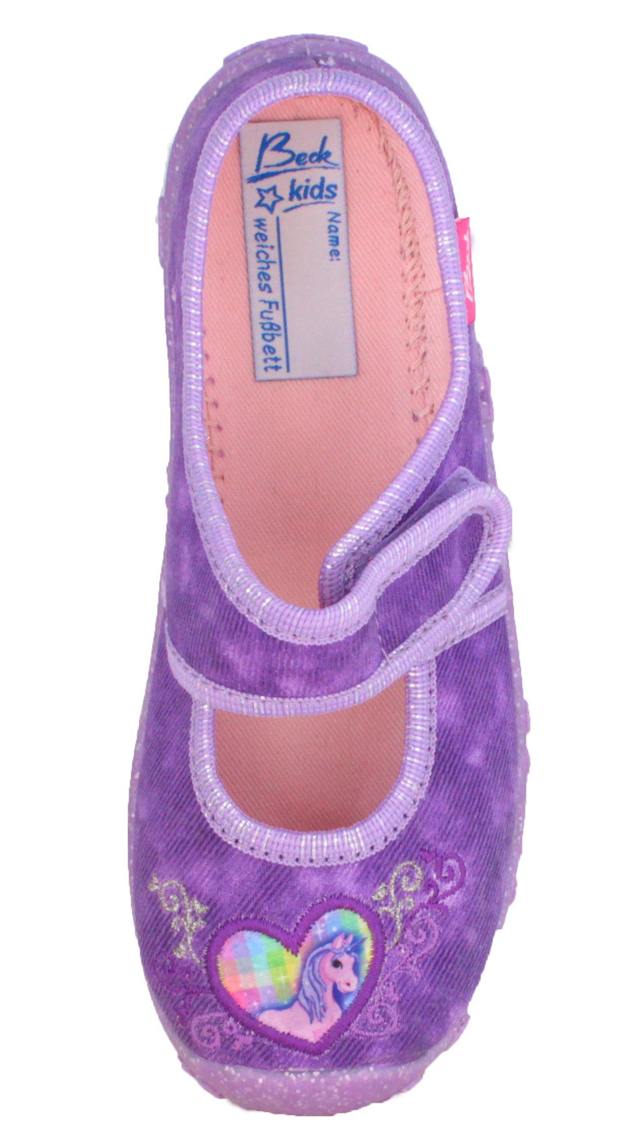Beck Hausschuh Darling Hausschuh (Ballerina mit Klettverschluß) leichte, flexible Laufsohle; mittlere Weite