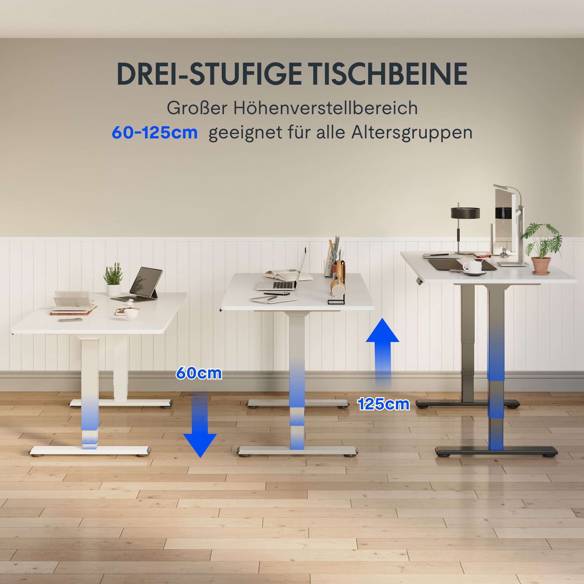 FLEXISPOT Schreibtisch Elektrisch Höhenverstellbarer Schreibtisch EC5 LITE mit Dualmotor (25MM einteiliger Tischplatte & 3-fach Teleskop, 4 Speicherhöhen & Anti – Bild 4 von 5
