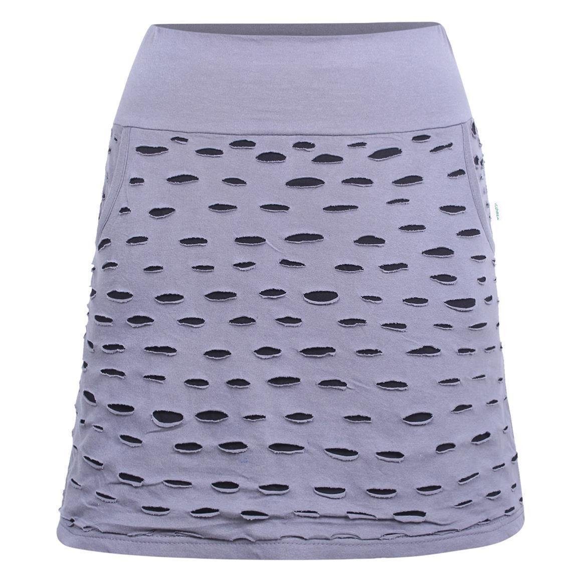Vishes Minirock Baumwollrock Kurz Cutwork Streifen Taschen Festival, Boho, Goa, Hippie Style