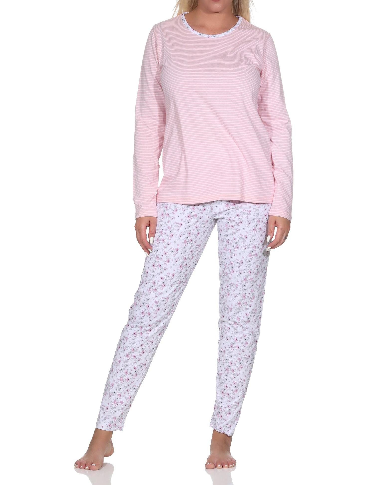 Pyjama Verspielter Damen langarm Schlafanzug in tollem floralen Muster