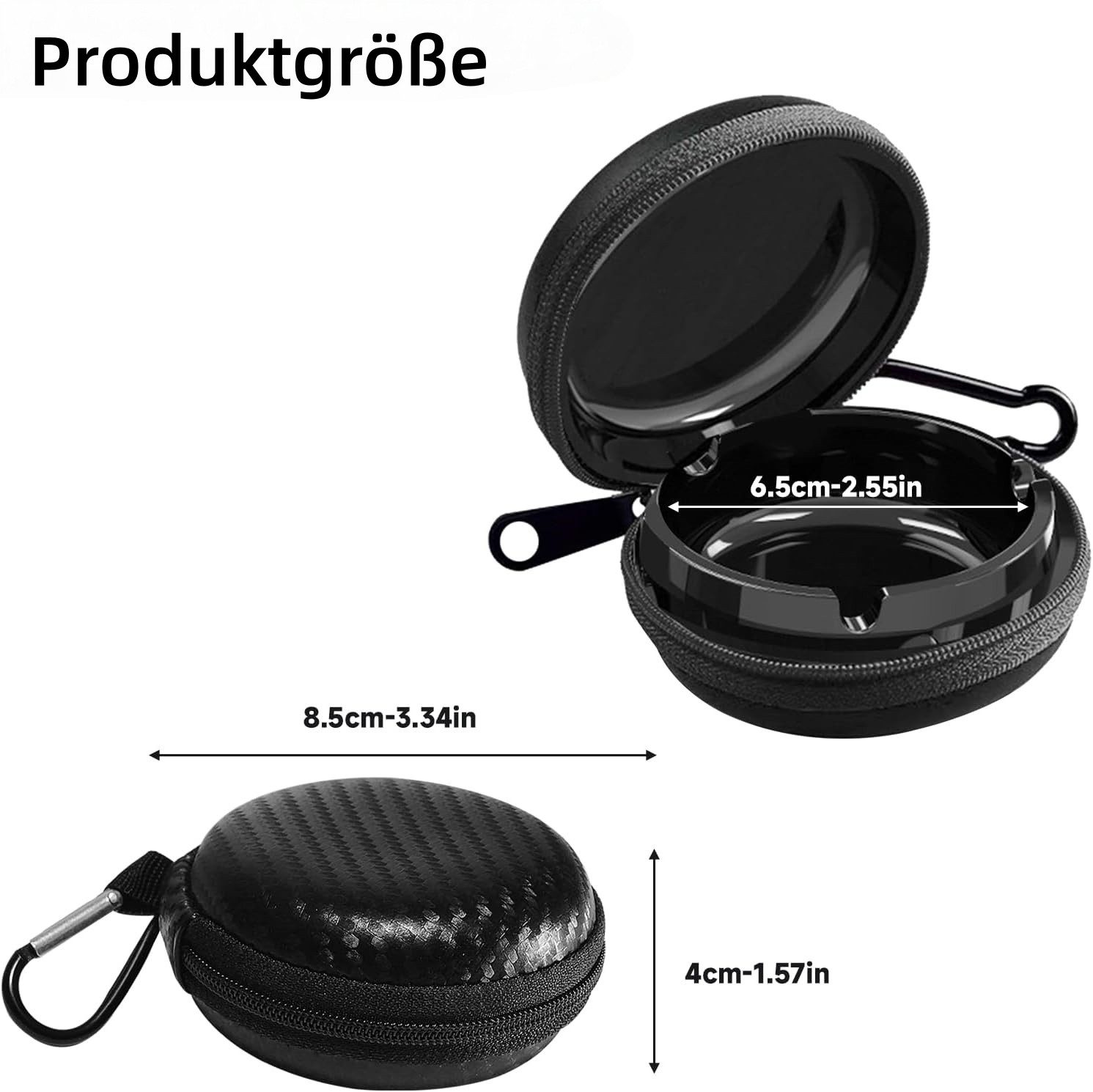 FOUORTUNATE-BEE Aschenbecher Taschenaschenbecher mit Schlüsselring – ideal für Reise & Camping, Tragbarer Aschenbecher mit Deckel für unterwegs und Outdoor
