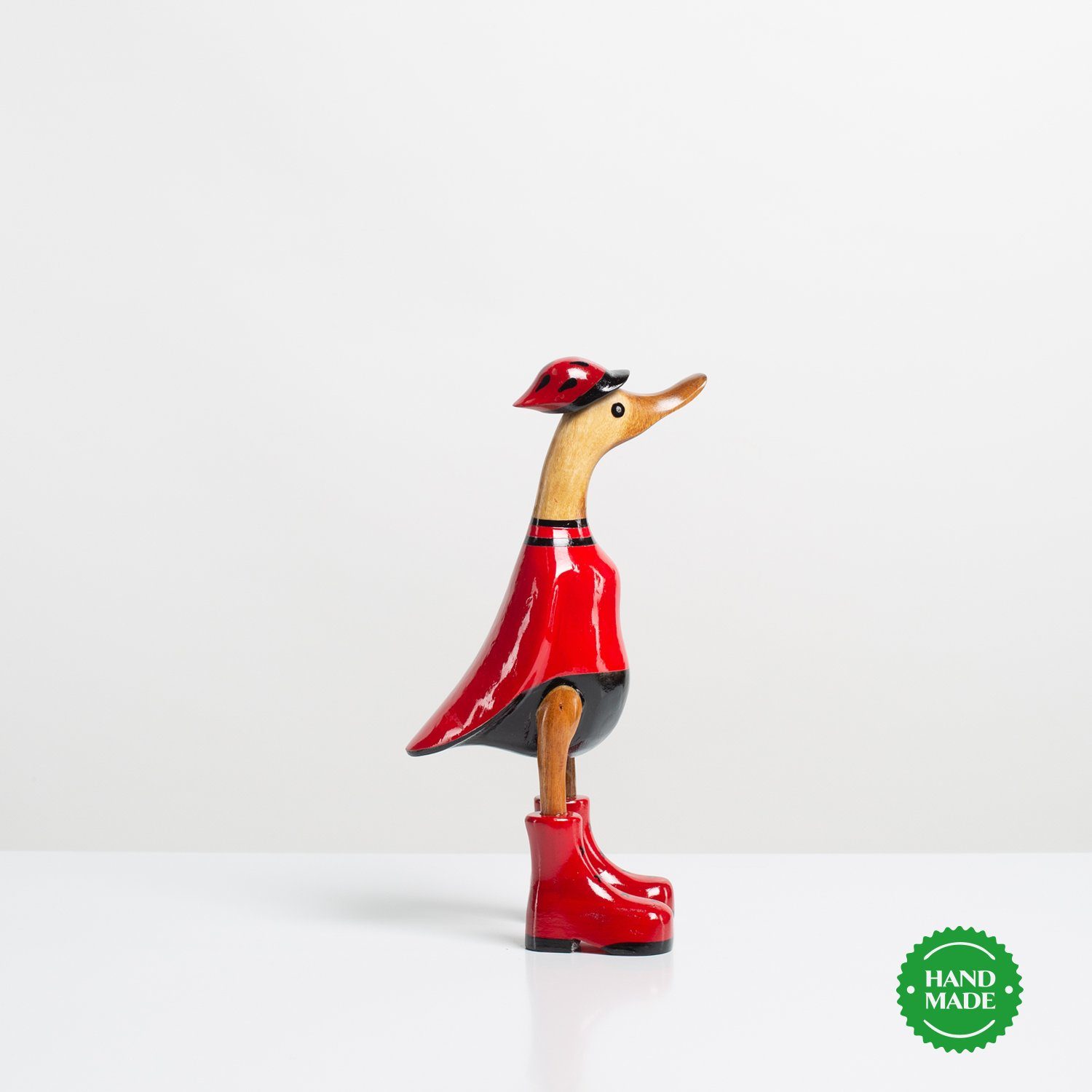 Rikmani - Dekofigur aus fahrrad_rot 3 Set), Stiefel Geschenk Ente Handgefertigte Holzfigur Holzarten (3-er Holz Dekoration