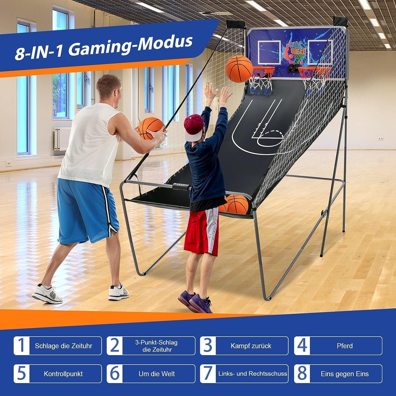 KOMFOTTEU Punktezähler (Set), blau Basketball-Schießmaschine Basketballständer mit