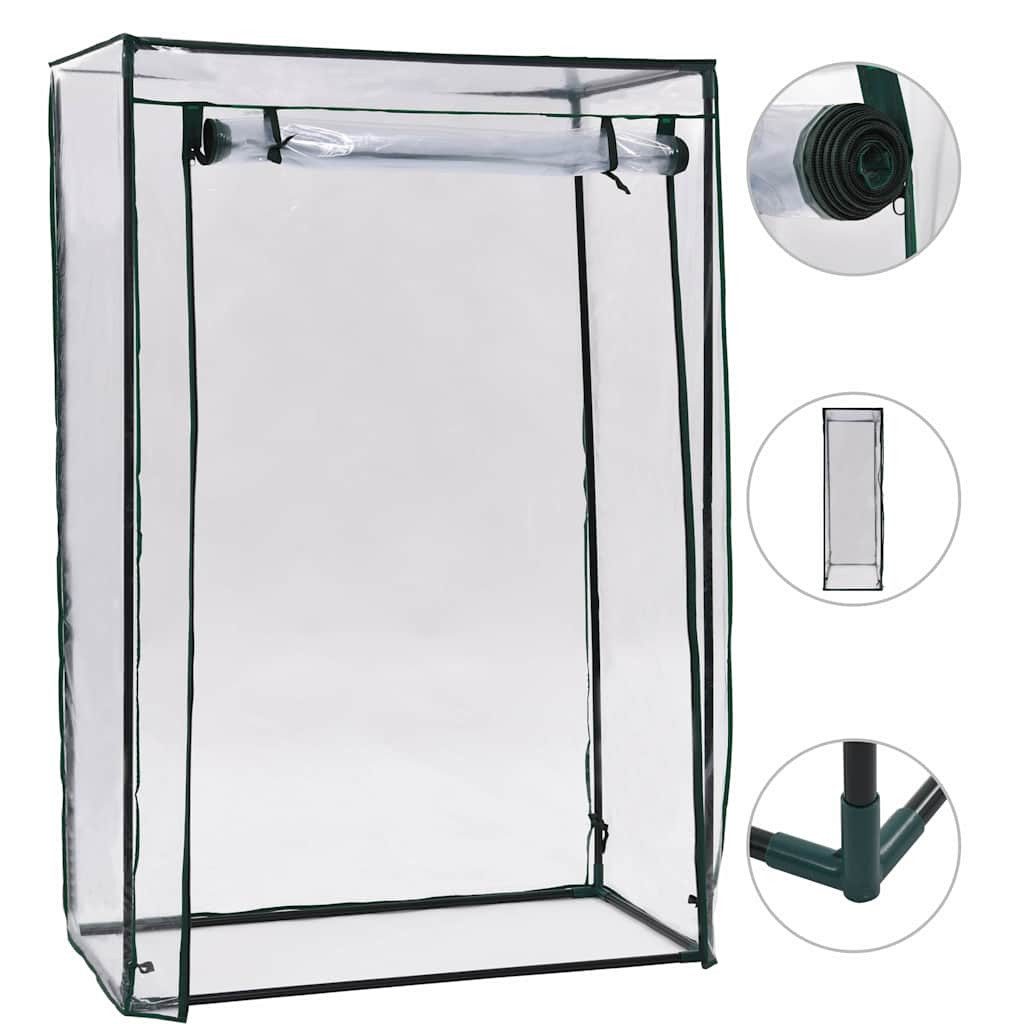 furnicato Gewächshaus Begehbares 102x52x150 cm Grüner Rahmen, transparente, Witterungsbeständige Pflanzenhaube mit Rolltür für den Balkon