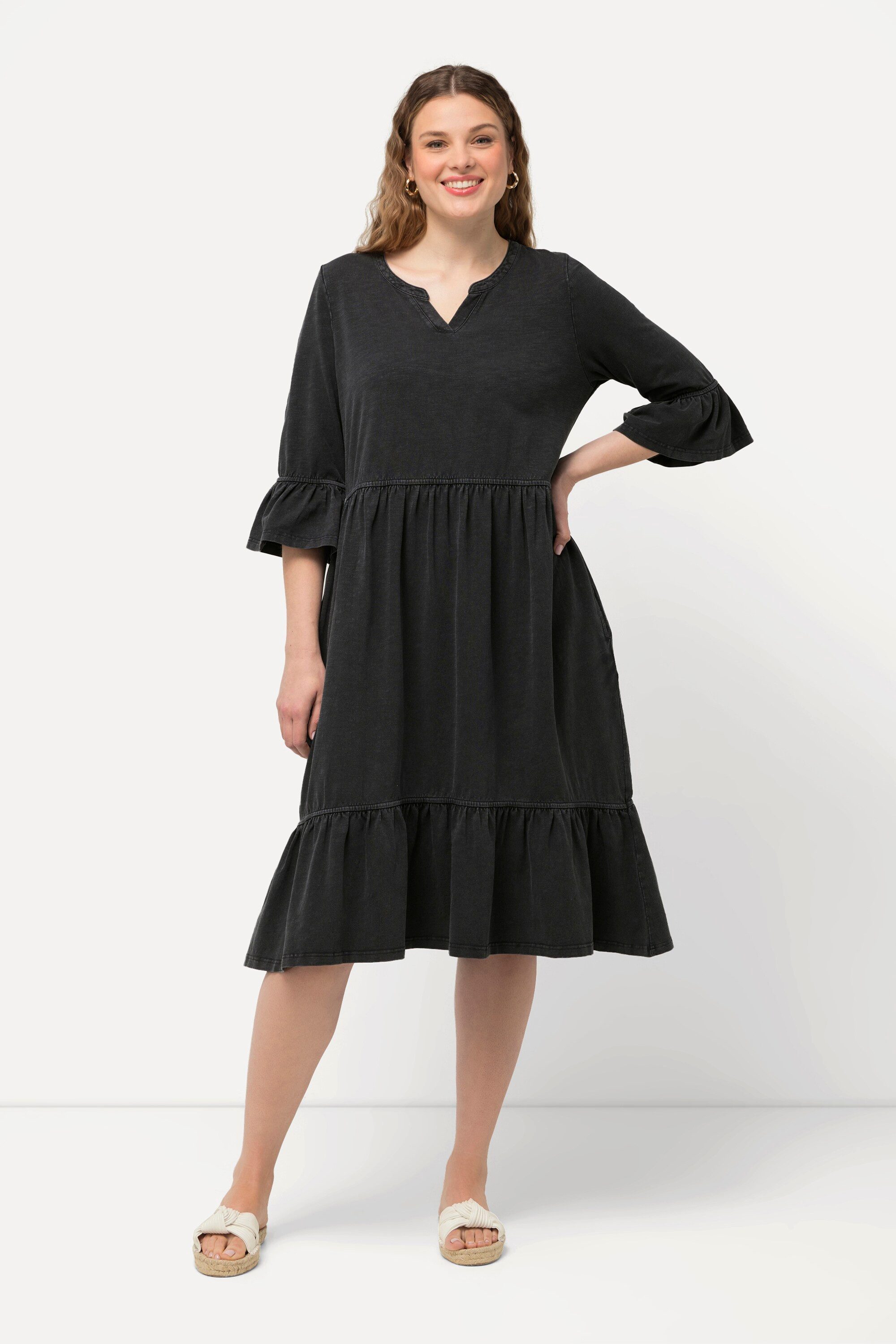 Ulla Popken Jerseykleid Jerseykleid Volants A-Linie günstig online kaufen