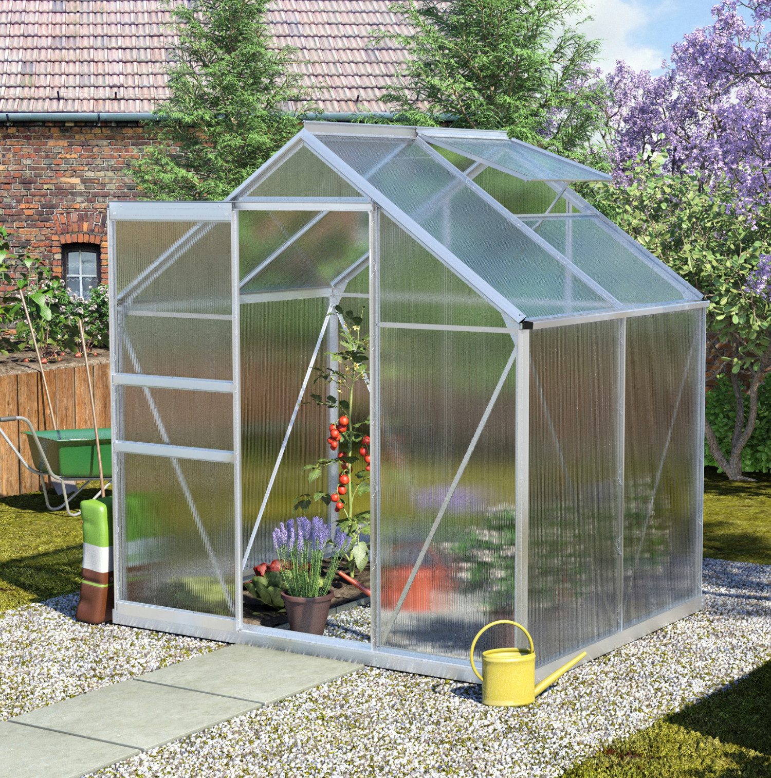 Vitavia Gewächshaus Calypso 3000, 4 mm Wandstärke, mit 4 oder 6 mm Hohlkammerplatten, inkl. Regenrinne