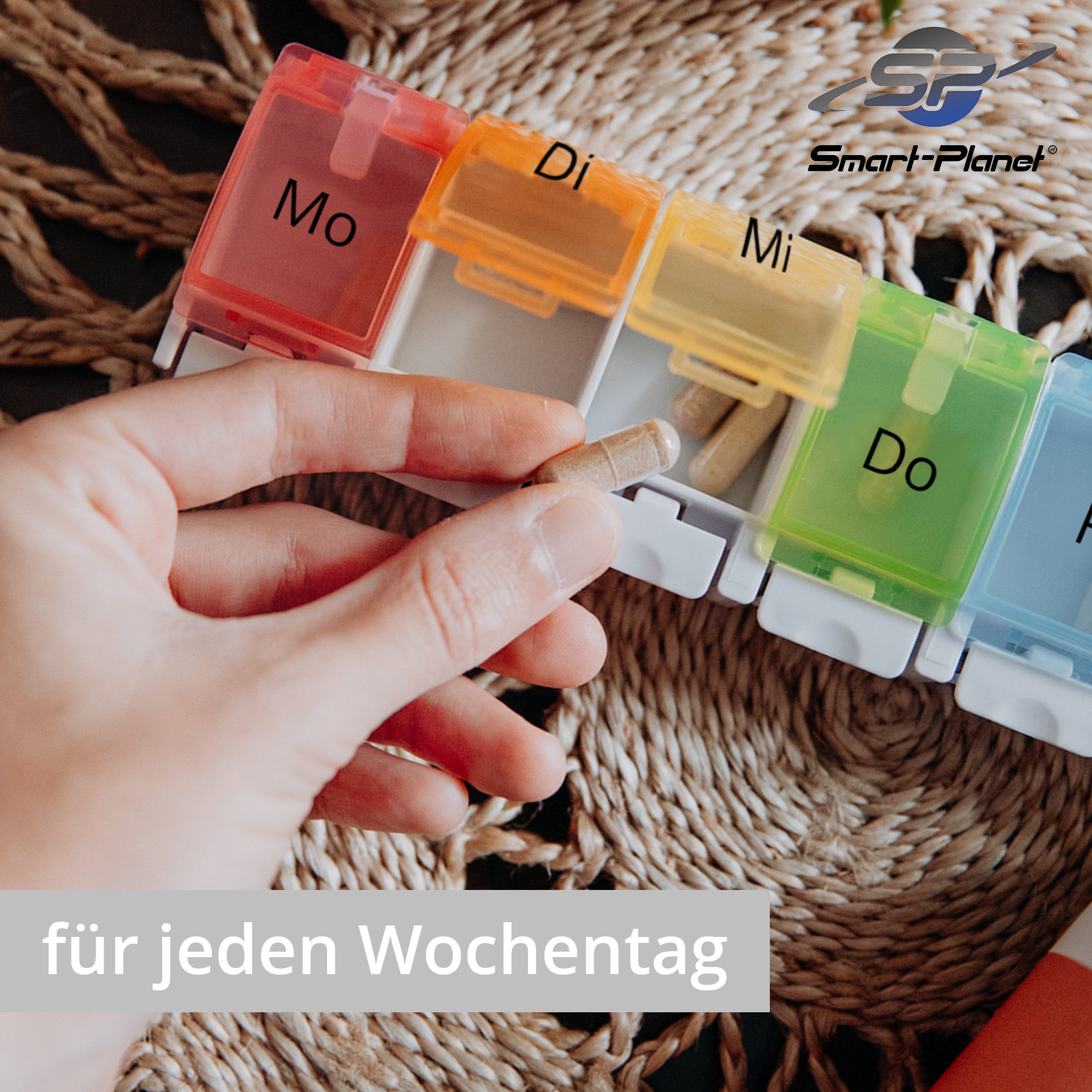 Smart-Planet Pillendose Pillendose 7 Tage– Seniorenfreundliche Medikamentenbox mit Wochentagen