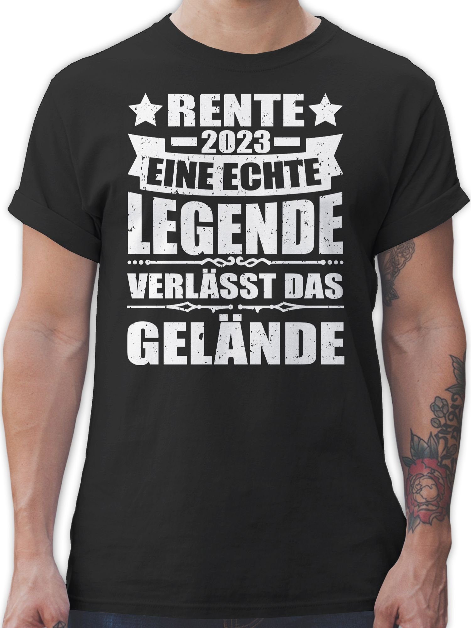 Shirtracer T-Shirt Rente 2023 eine echte Legende verlässt das Gelände Rentner Geschenk 01 Schwarz