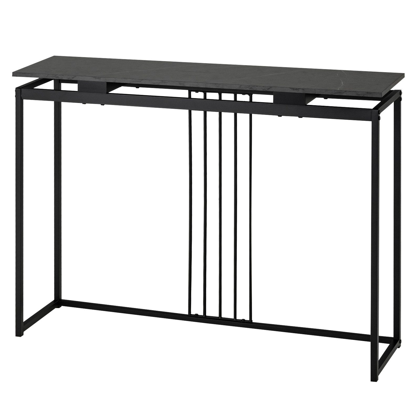 COSTWAY Konsolentisch Marmoroptik, schmal, Metallgestell, schwarz, günstig online kaufen