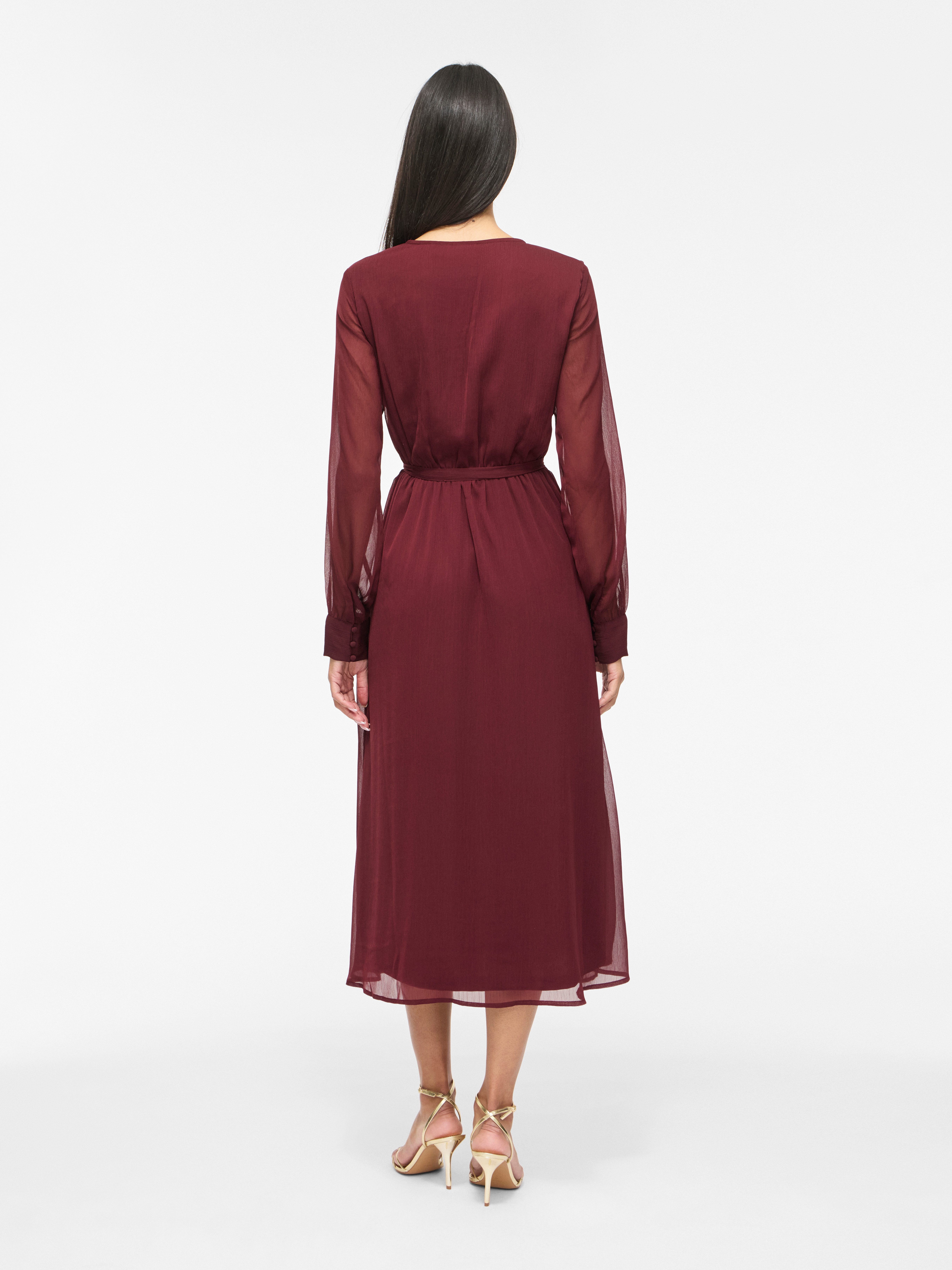 Vila Chiffonkleid VIFALIA V-NECK L/S MIDI DRESS - NOOS Kunstfaser, regular fit