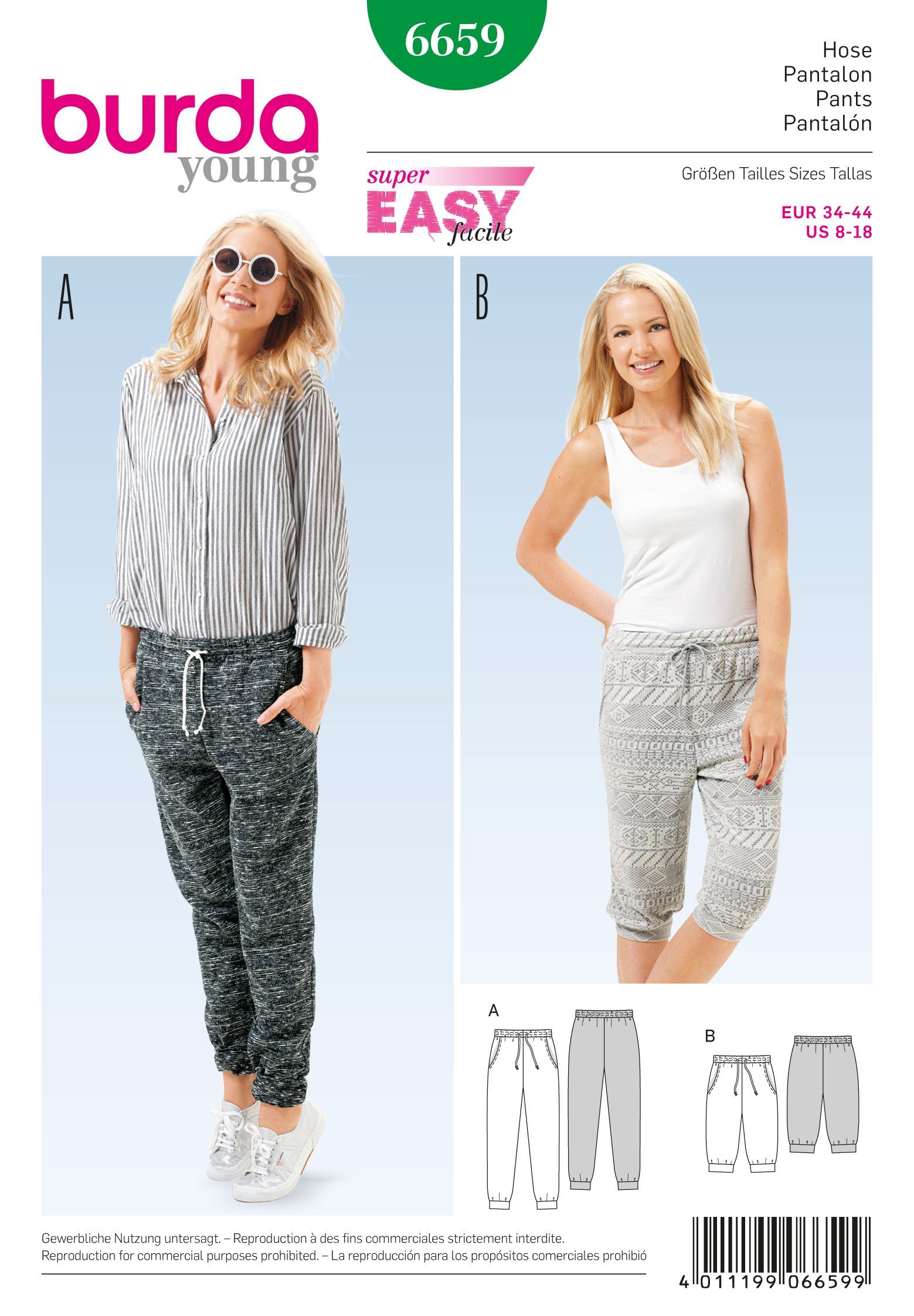 burda style Kreativset Schnittmuster Nr. 6659 Relax-Hosen, super easy