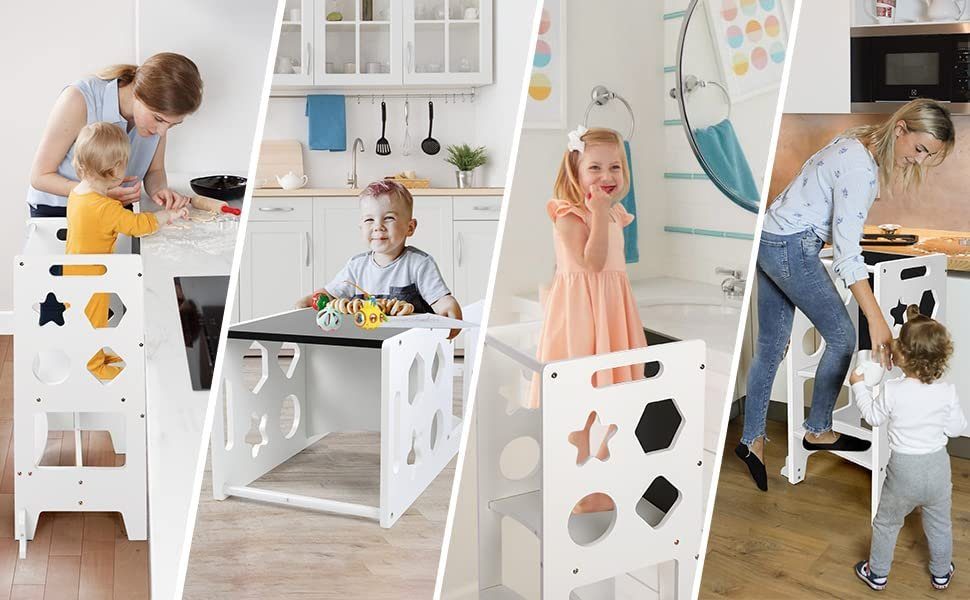 für Dripex Tafel mit Baby Lernturm Stehhilfe Tritthocker Kindertisch