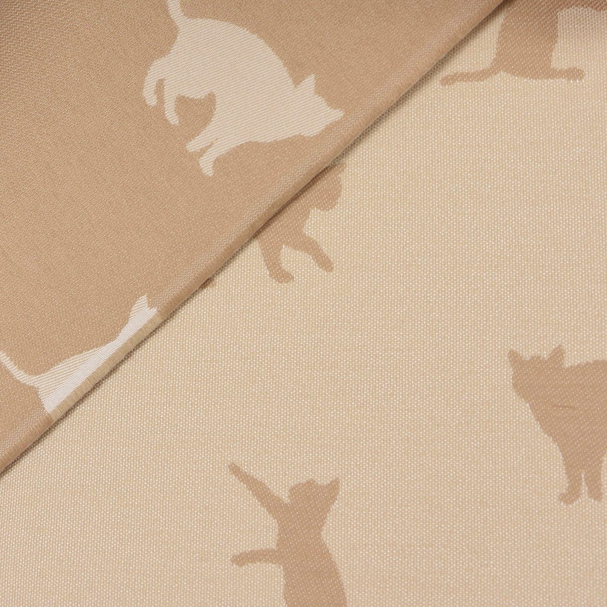 SCHÖNER LEBEN. Stoff Dekostoff Meterware Jacquard Plaidstoff Wendestoff Cats beige 140cm, pflegeleicht,doubleface
