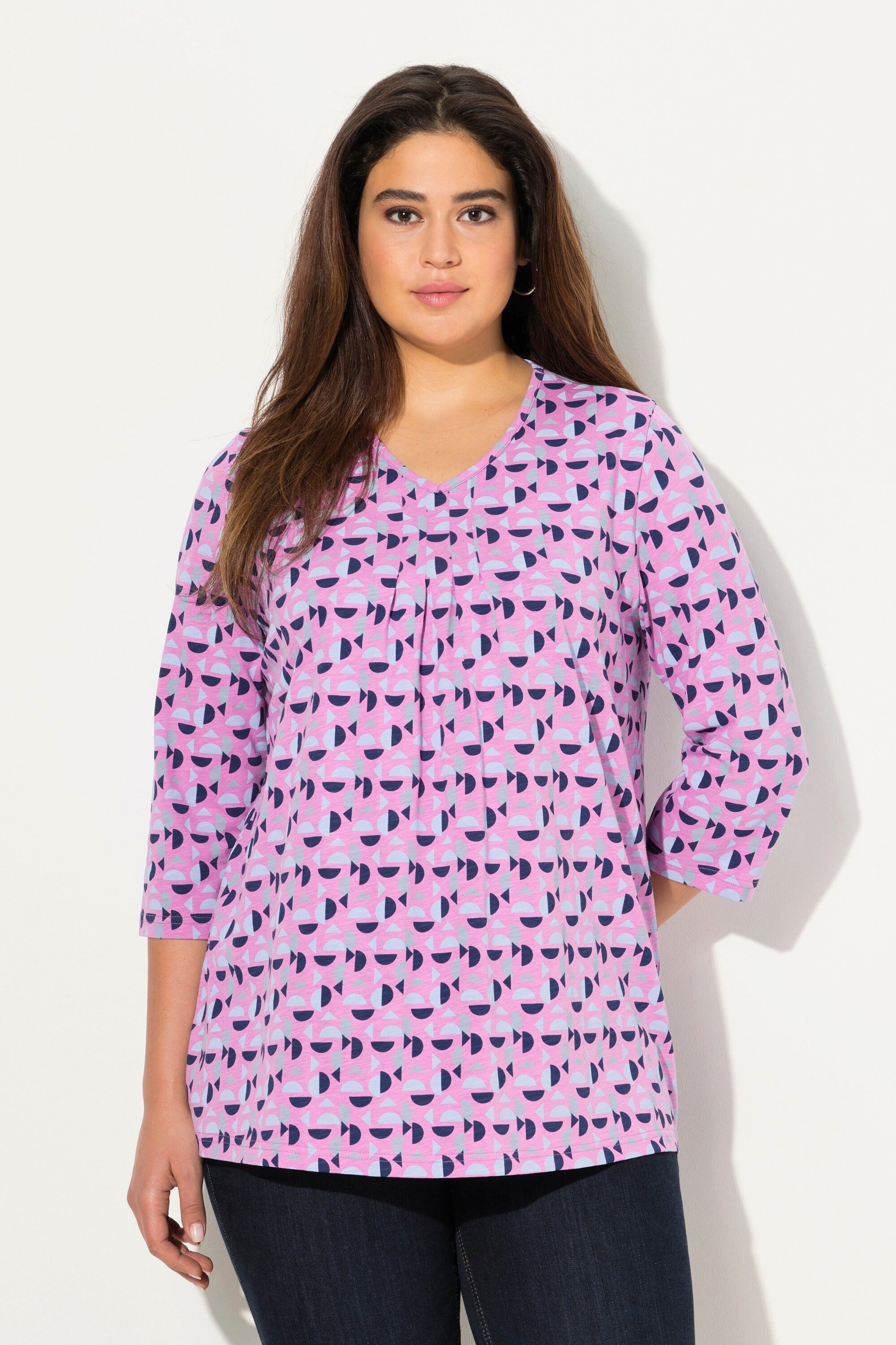 Ulla Popken T-Shirt T-Shirt A-Linie V-Ausschnitt günstig online kaufen
