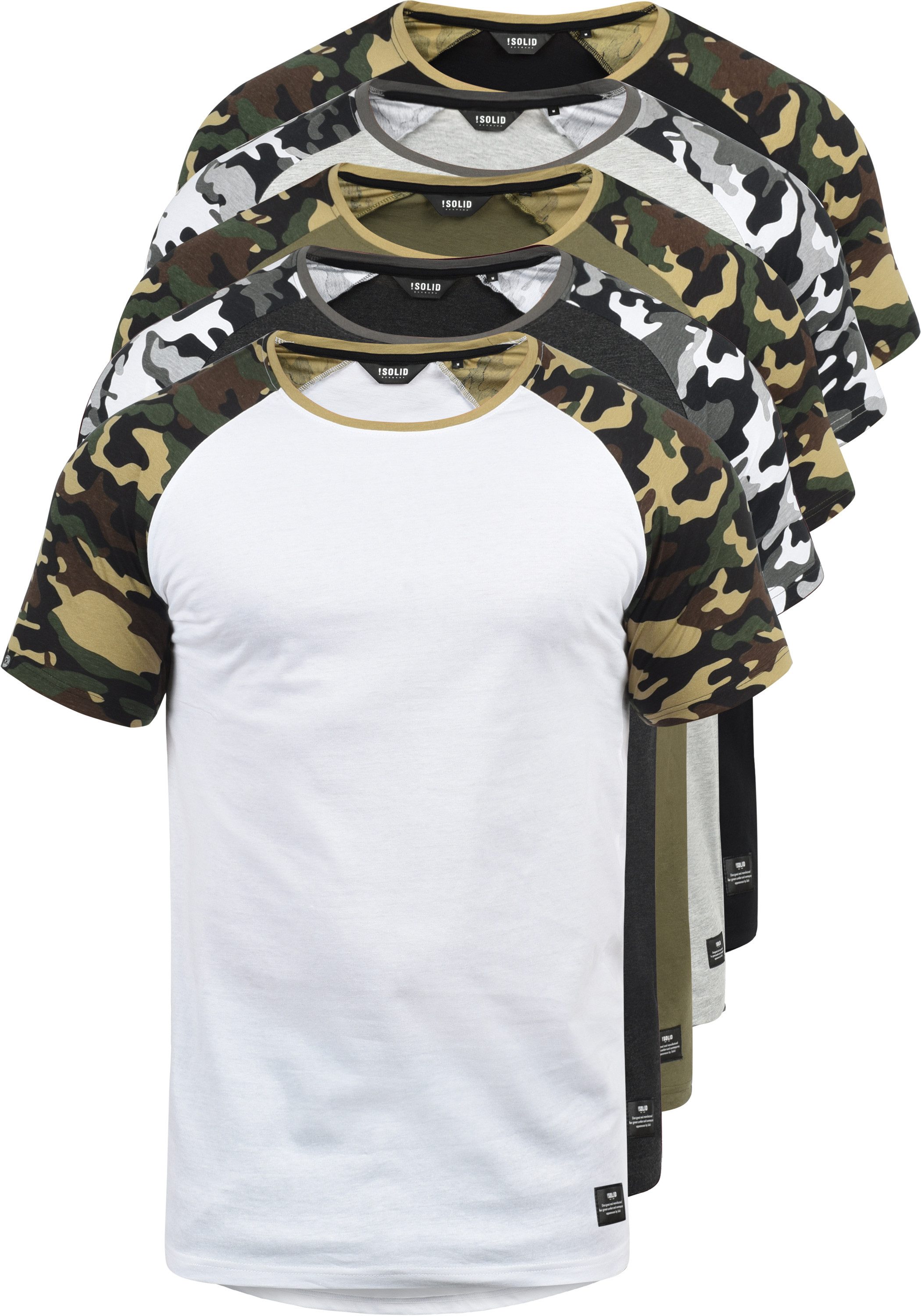 !Solid Rundhalsshirt SDCahil Kurzarmshirt mit Tarnmuster-Print