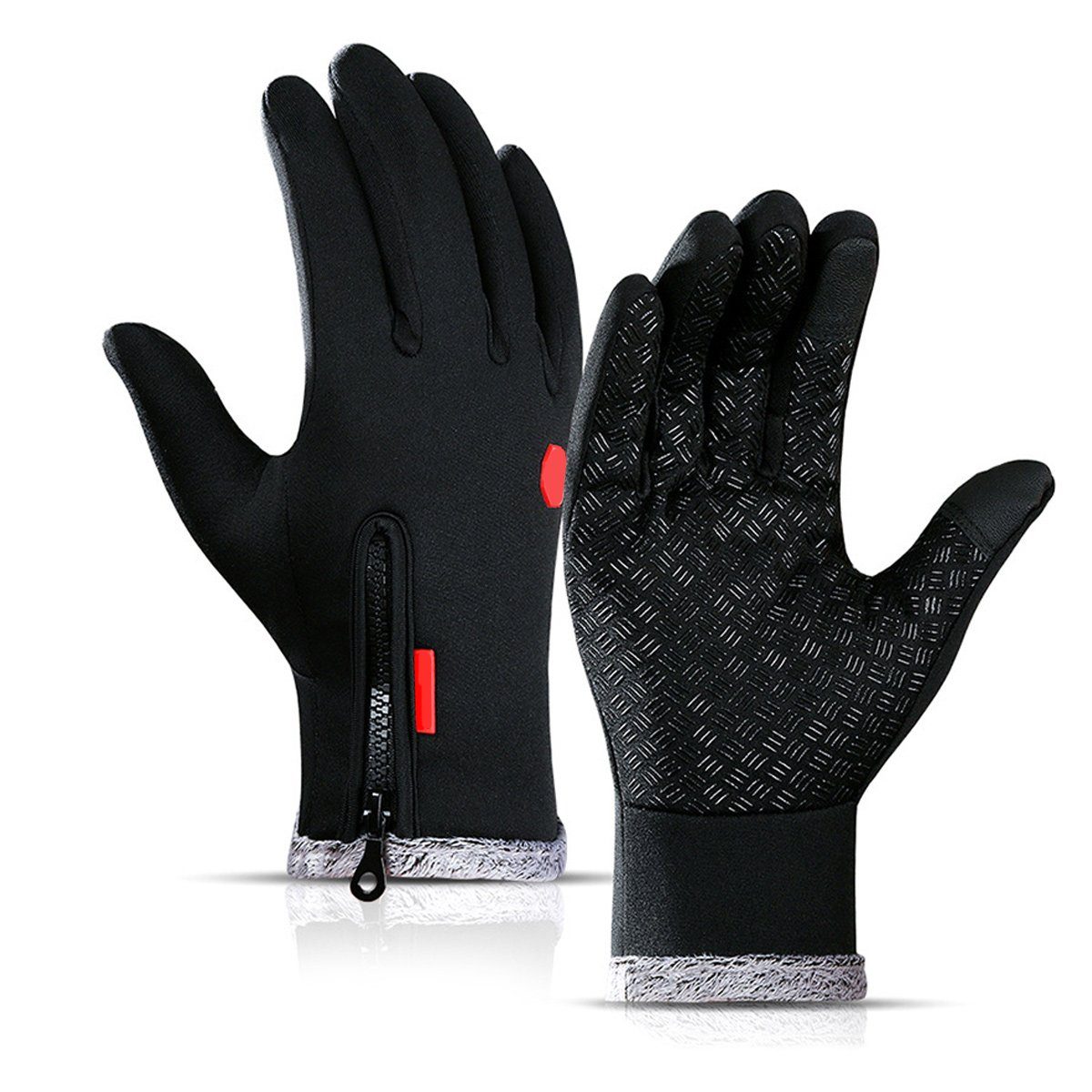 Jormftte Strickhandschuhe Winterhandschuhe Touchscreen Thermo Handschuhe,für Damen und Herren Schwarz1