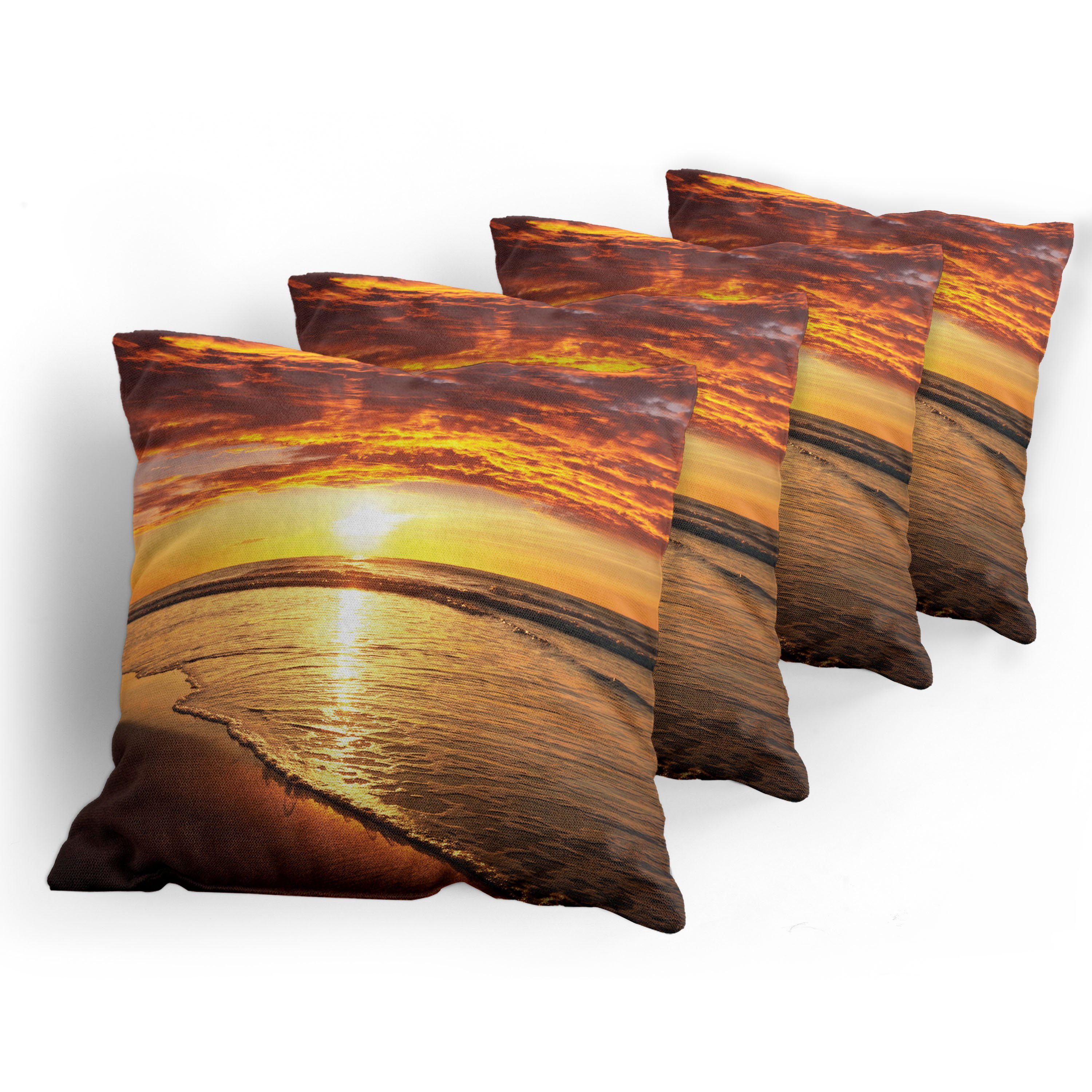 hawaiisch Sunset (4 Doppelseitiger Accent Strand Stück), Coast Digitaldruck, Abakuhaus Kissenbezüge Modern