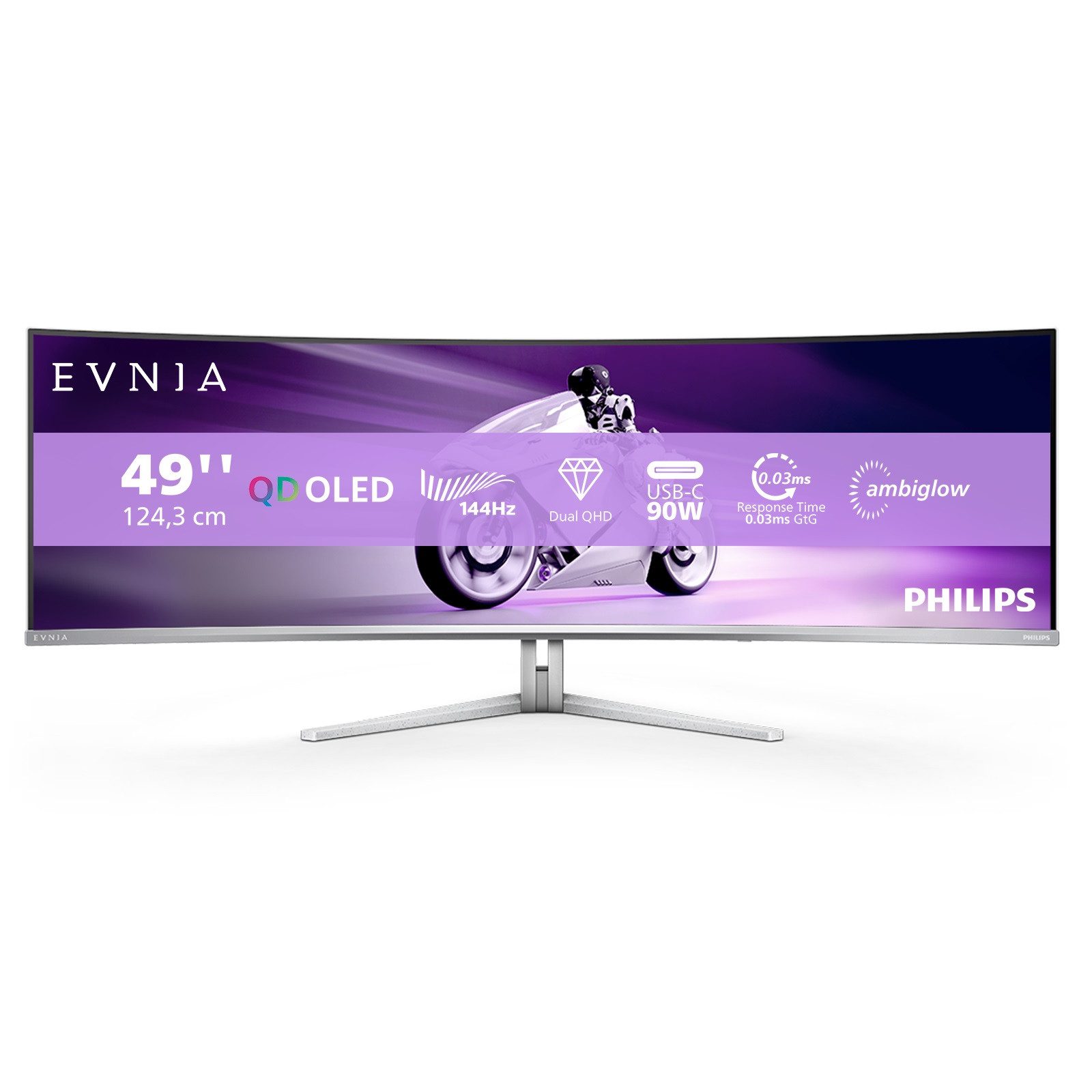 Philips 49M2C8900L Curved-Gaming-Monitor (124 cm/49 ", 5120 x 1440 px, DQHD, 0,03 ms Reaktionszeit, 144 Hz, OLED)