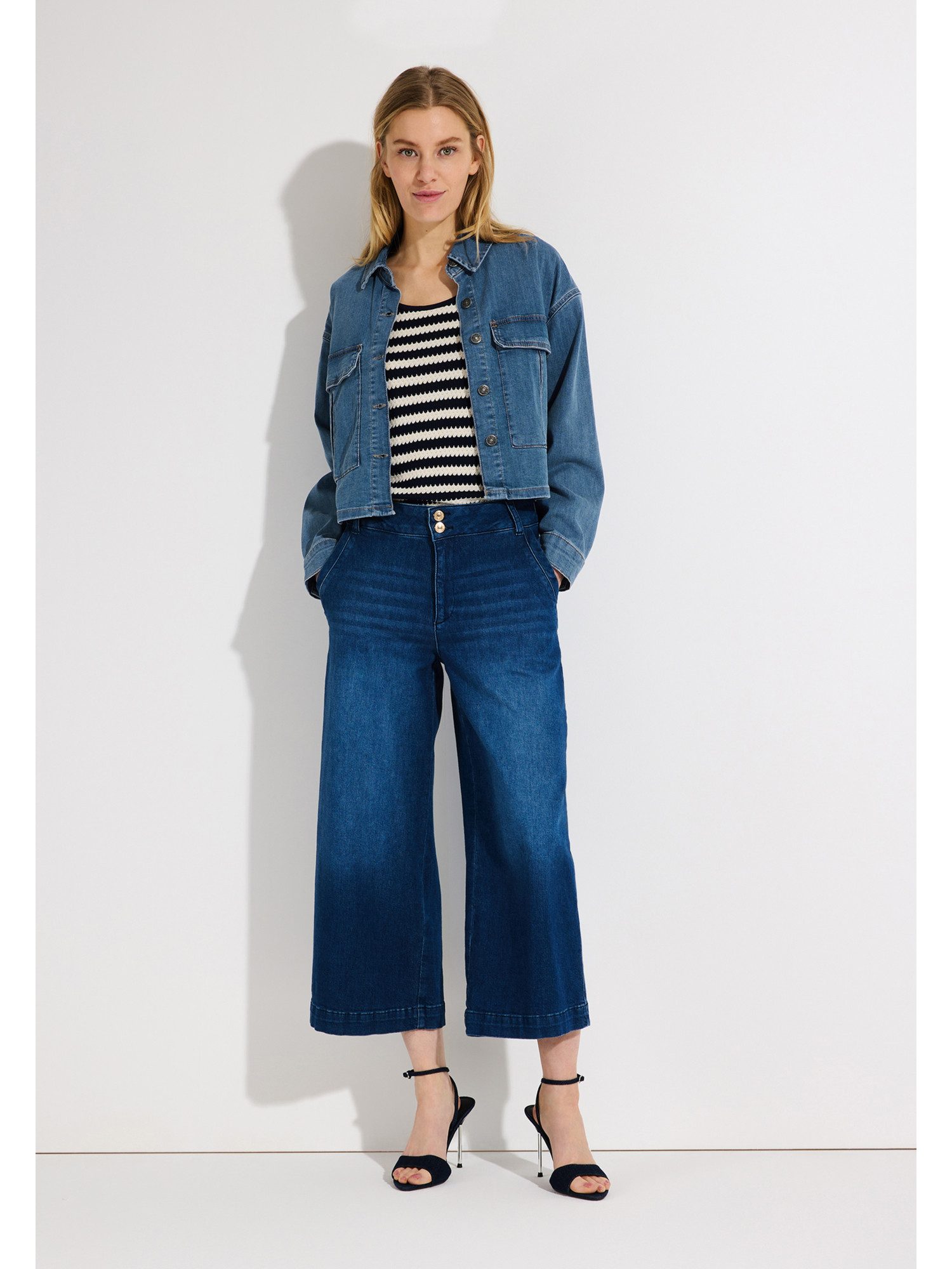 MORE&MORE Jeansjacke kurze, kastige Boxy-Jeansjacke